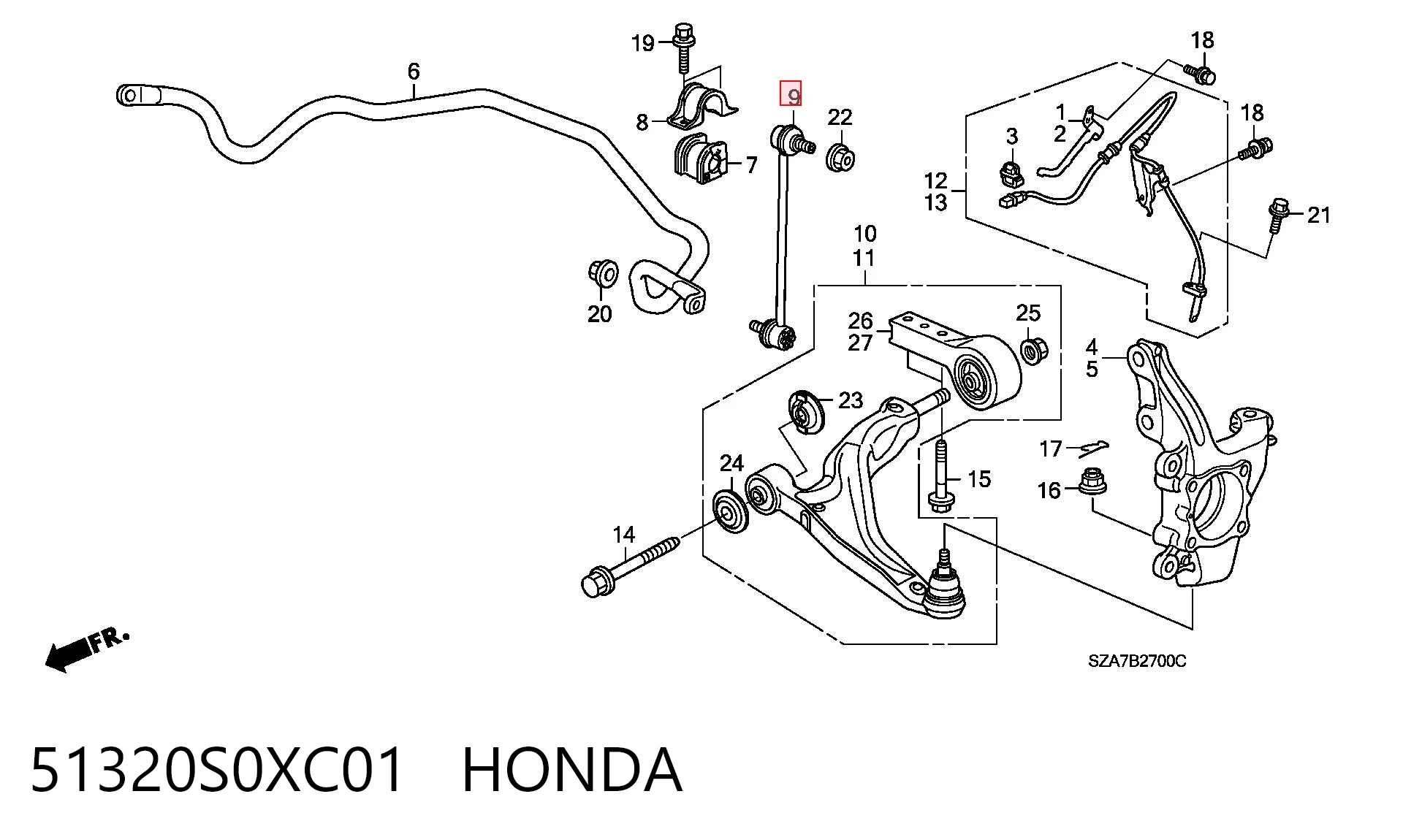 51320S0XC01 Honda Łącznik stabilizatora przedniego