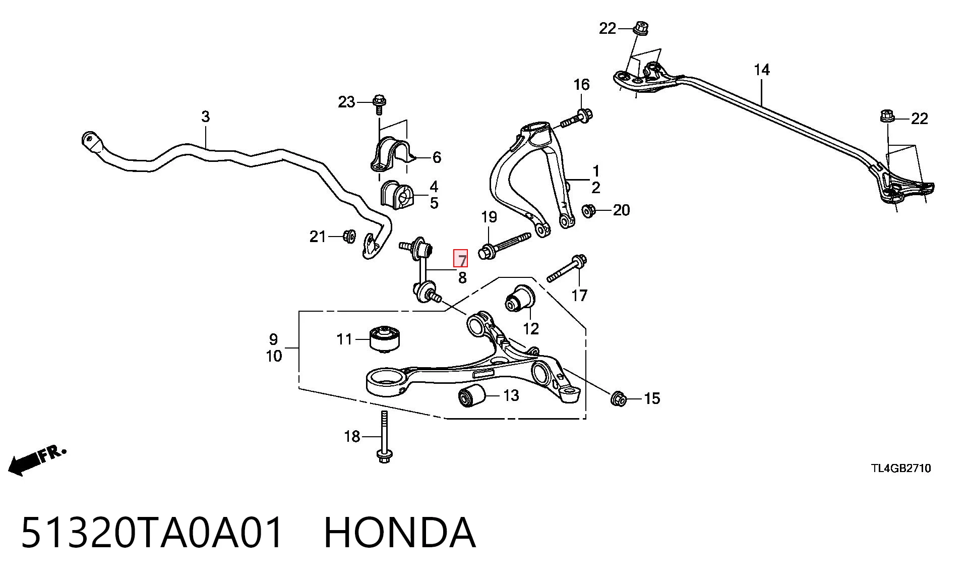 51320TA0A01 Honda Łącznik stabilizatora przedniego prawy