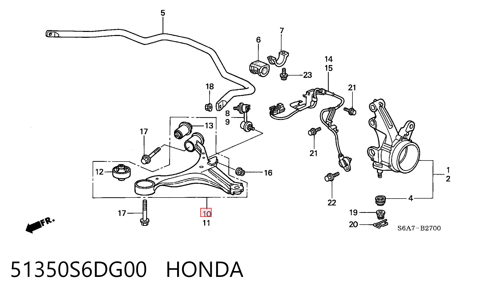 Do koszyka Wahacz zawieszenia przedniego dolny prawy Honda Civic VII ES, ET