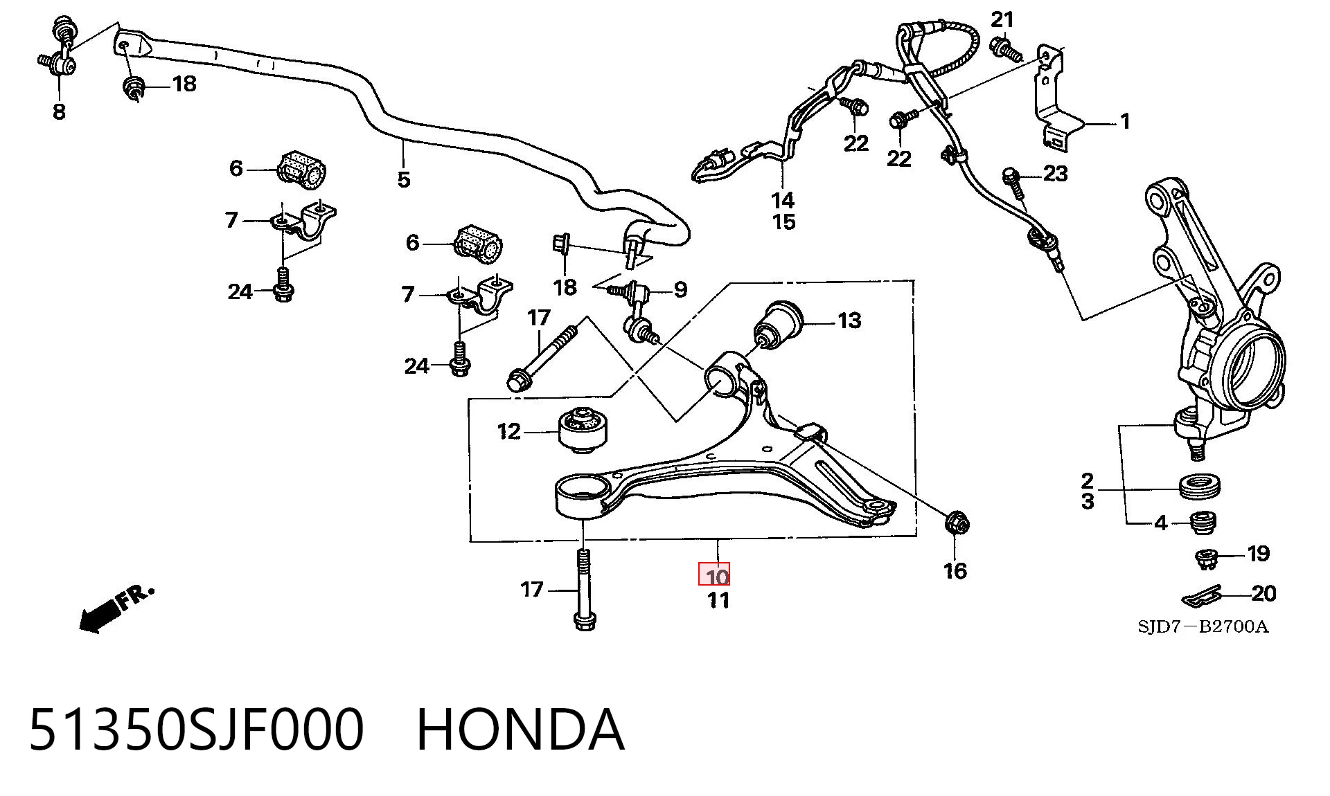 Wahacz zawieszenia przedniego dolny prawy Honda FR-V 