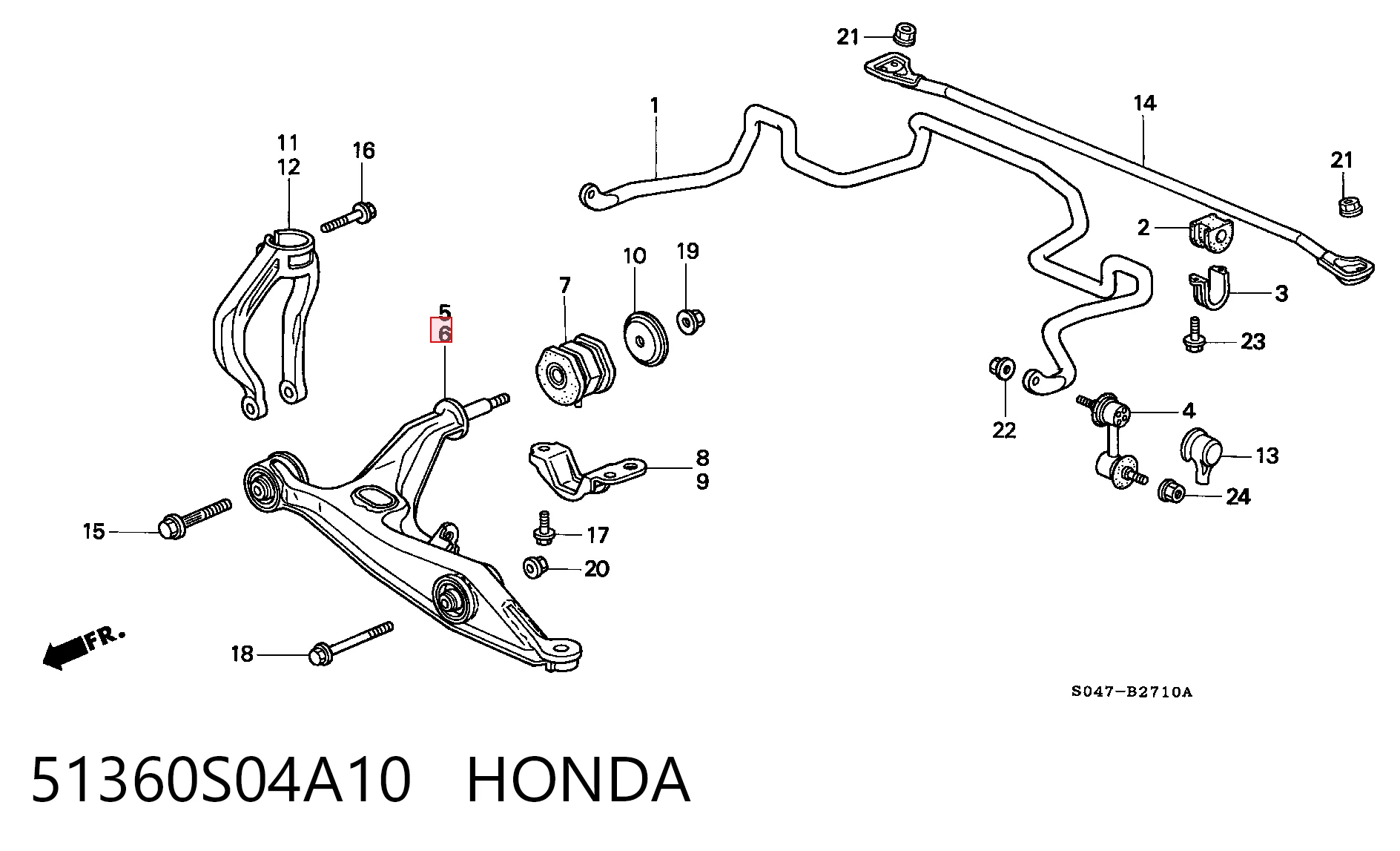  Wahacz zawieszenia przedniego dolny lewy Honda Civic 5