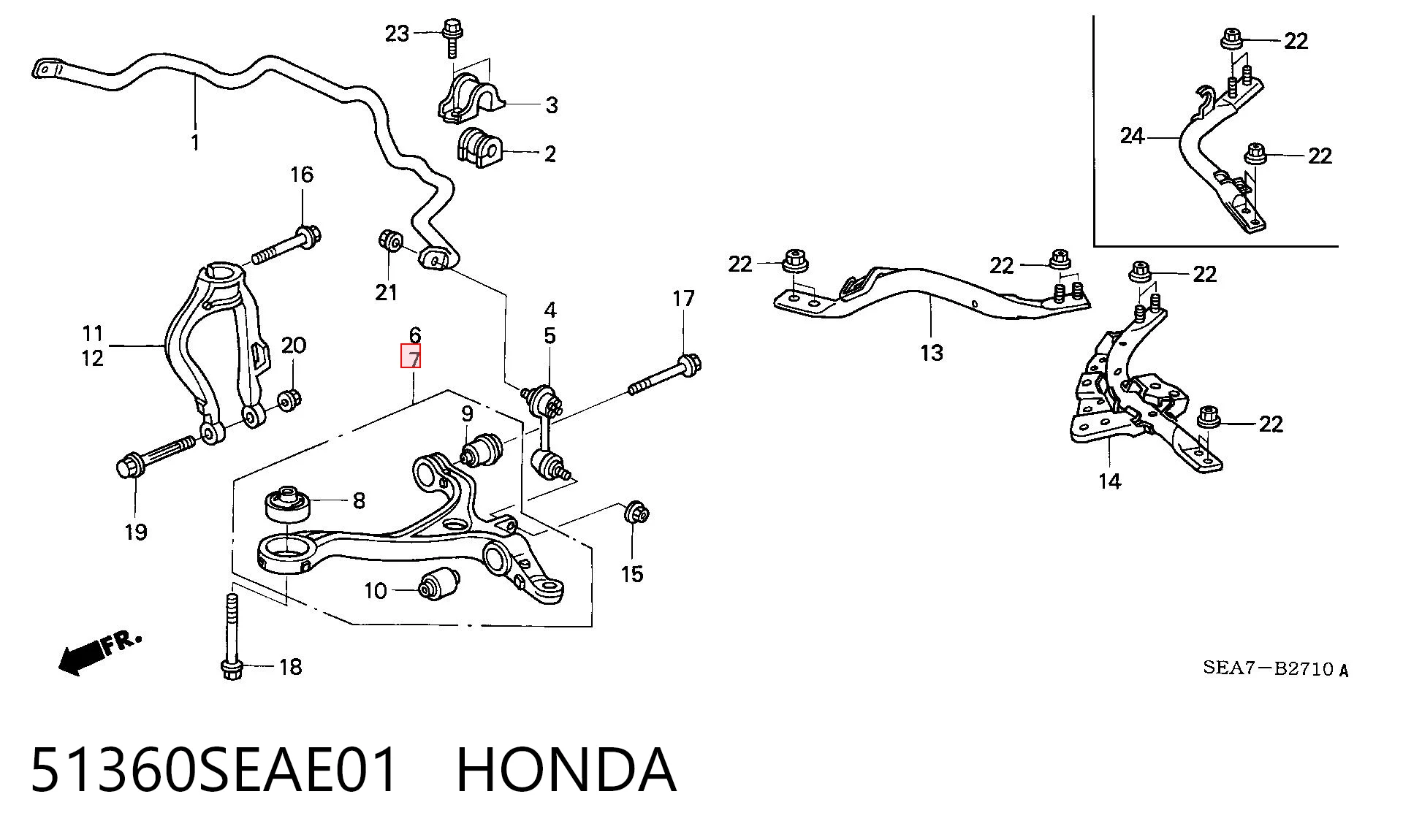 51360SEAE01 Honda Wahacz zawieszenia przedniego dolny lewy