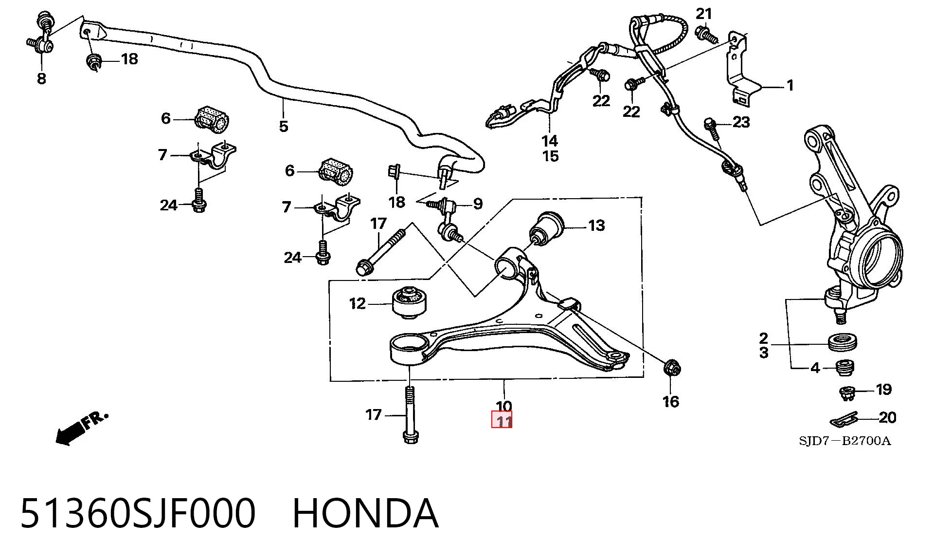 Wahacz zawieszenia przedniego dolny lewy Honda FR-V 