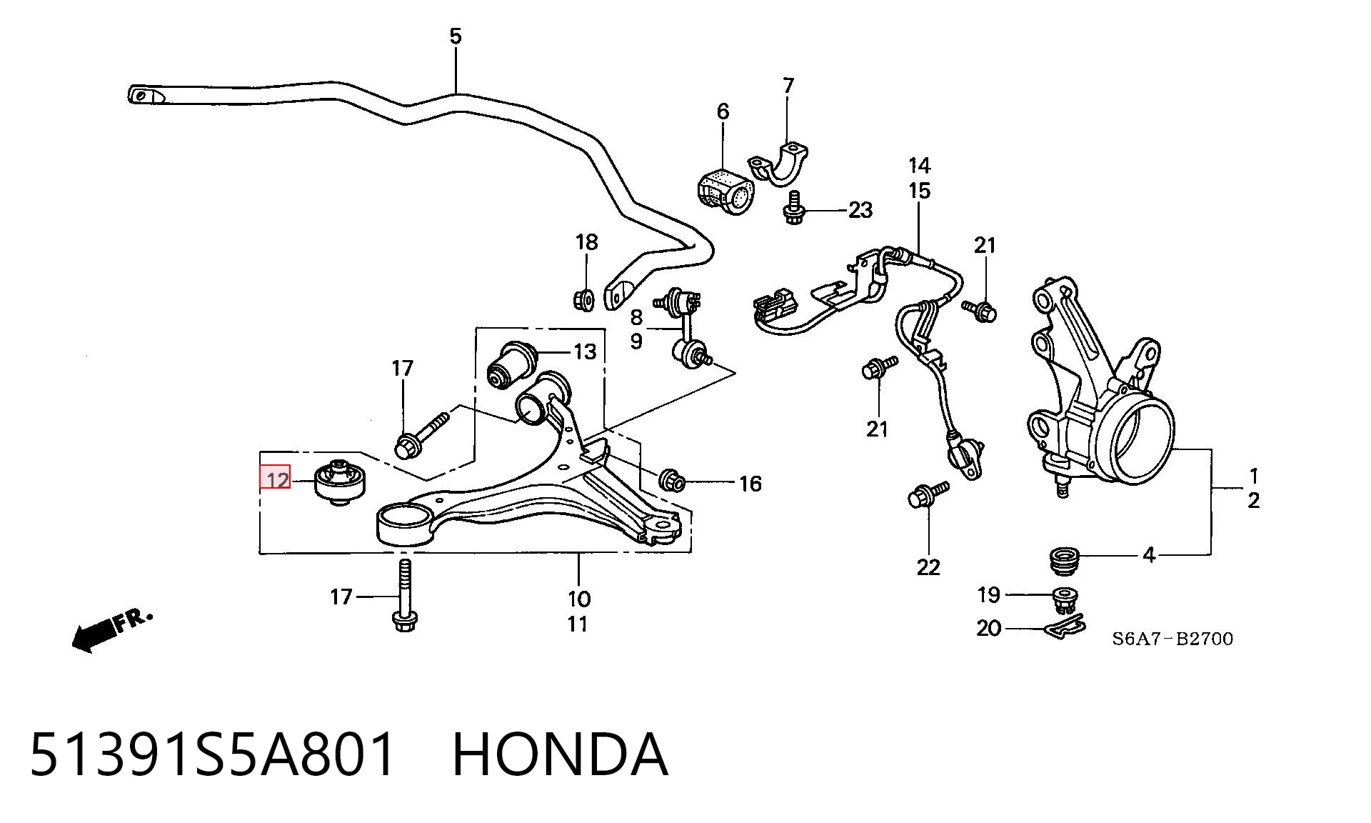 51391S5A801 Honda Silentblock przedniego wahacza dolnego