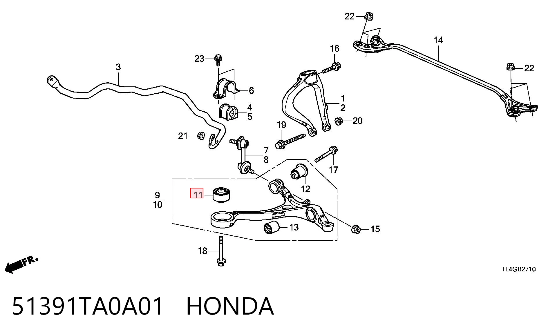 51391TA0A01 Honda Silentblock przedniego wahacza dolnego