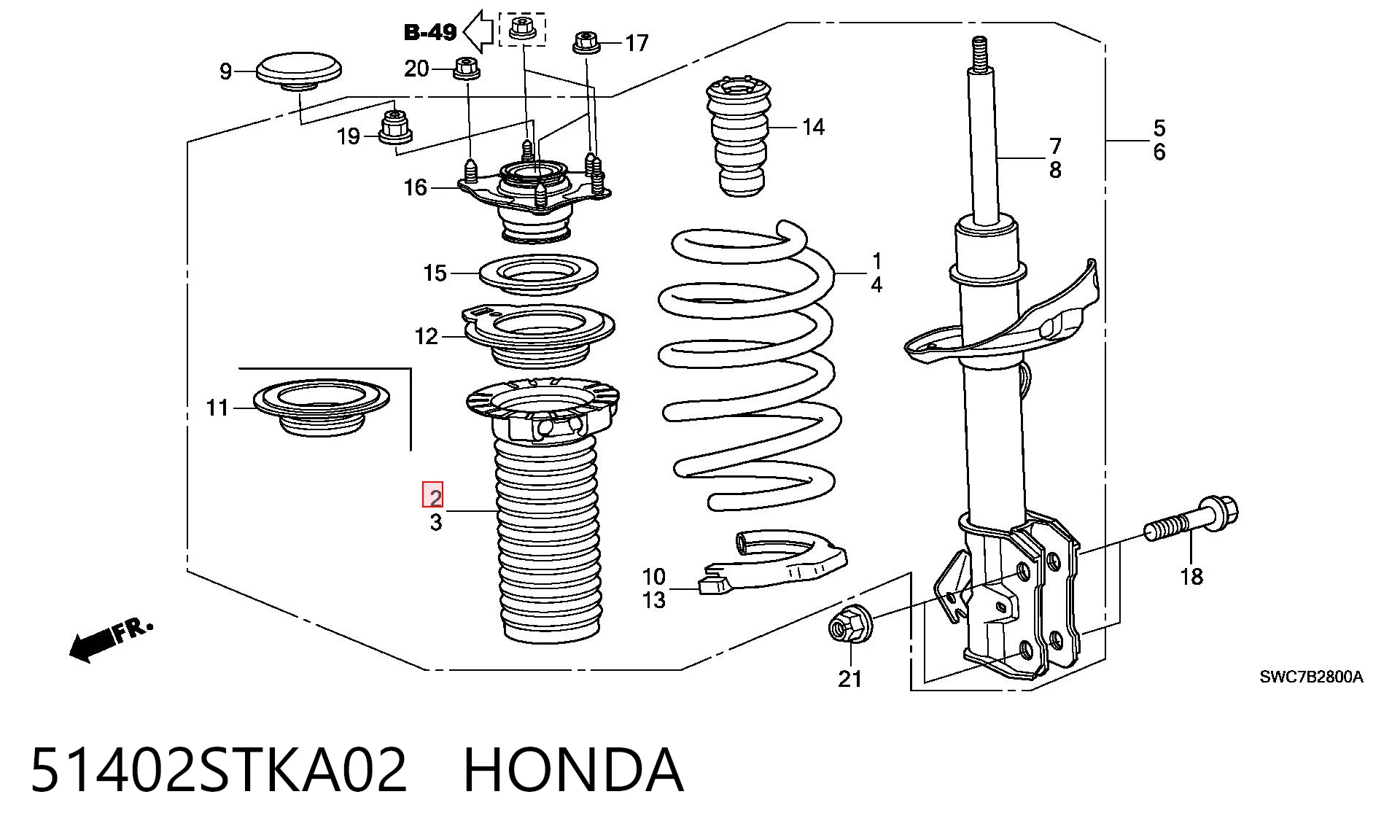 51402STKA02 Honda Osłona amortyzatora przedniego