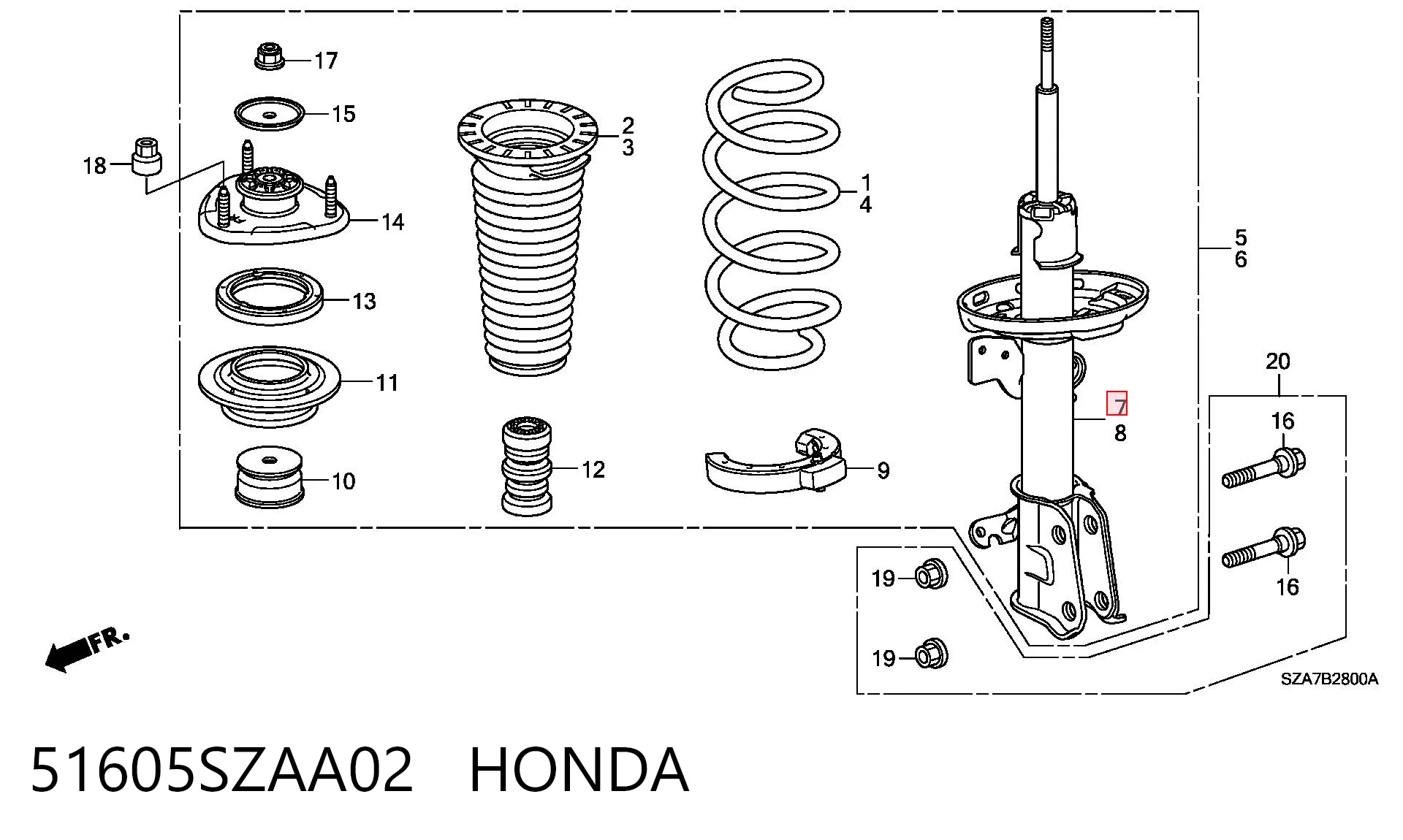 Amortyzator przedni prawy do Honda Pilot II 