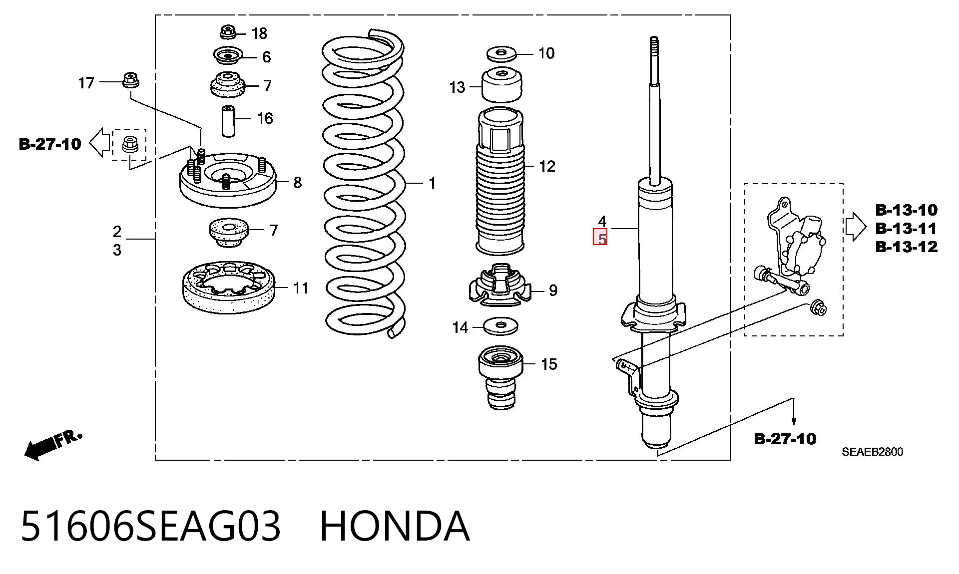  Amortyzator przedni lewy Honda Accord 7