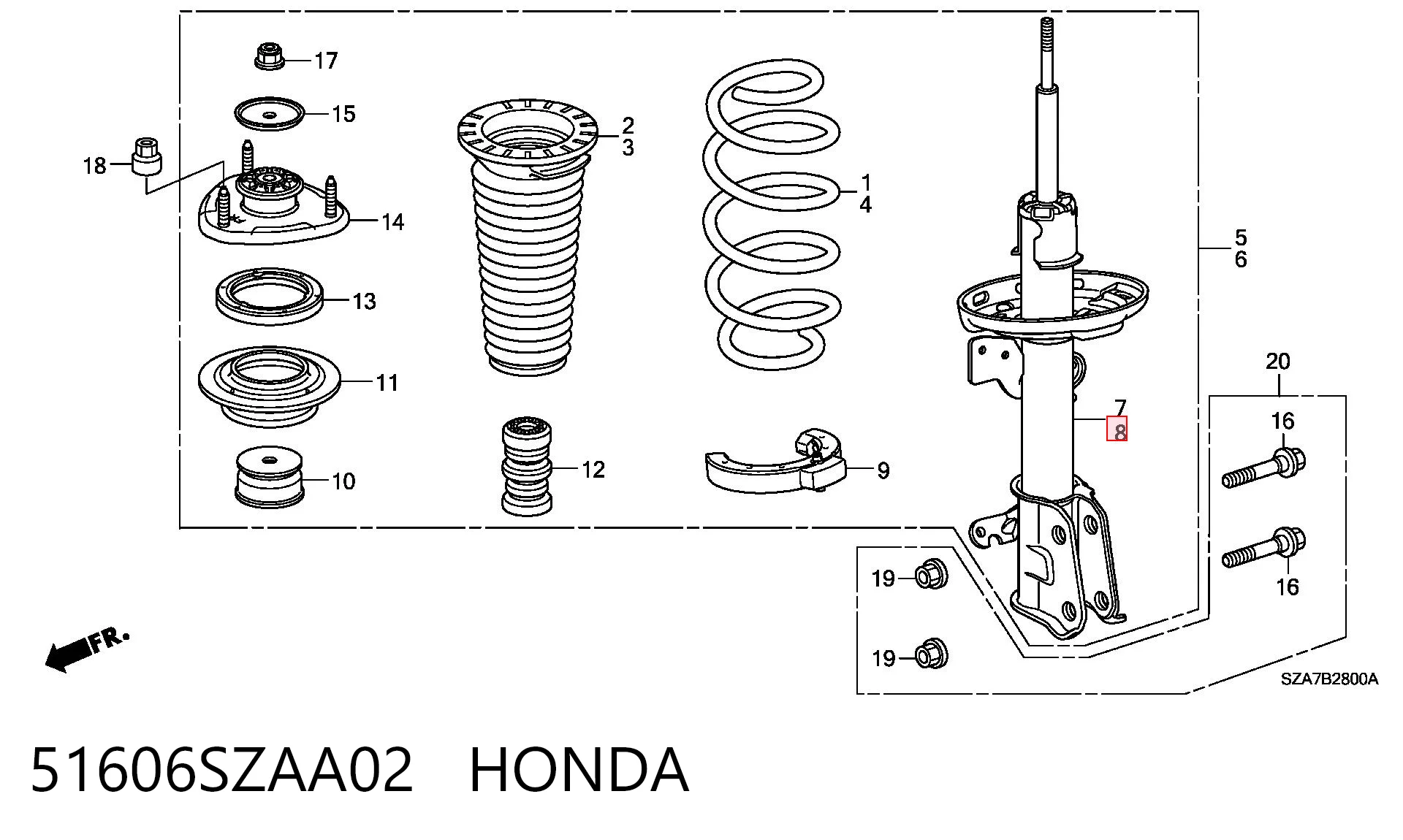 Amortyzator przedni lewy do Honda Pilot II 