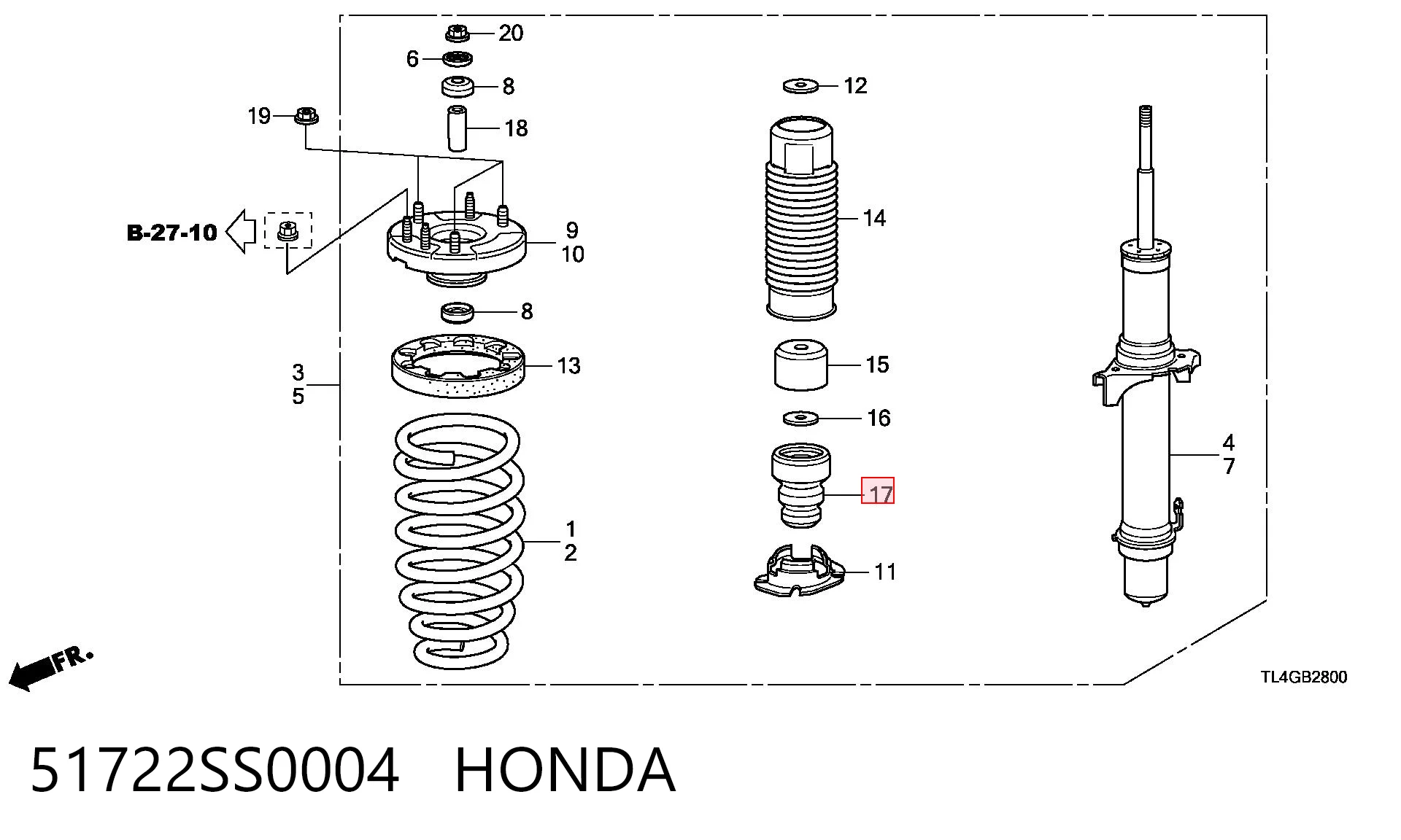 51722SS0004 Honda Odbój amortyzatora przedniego