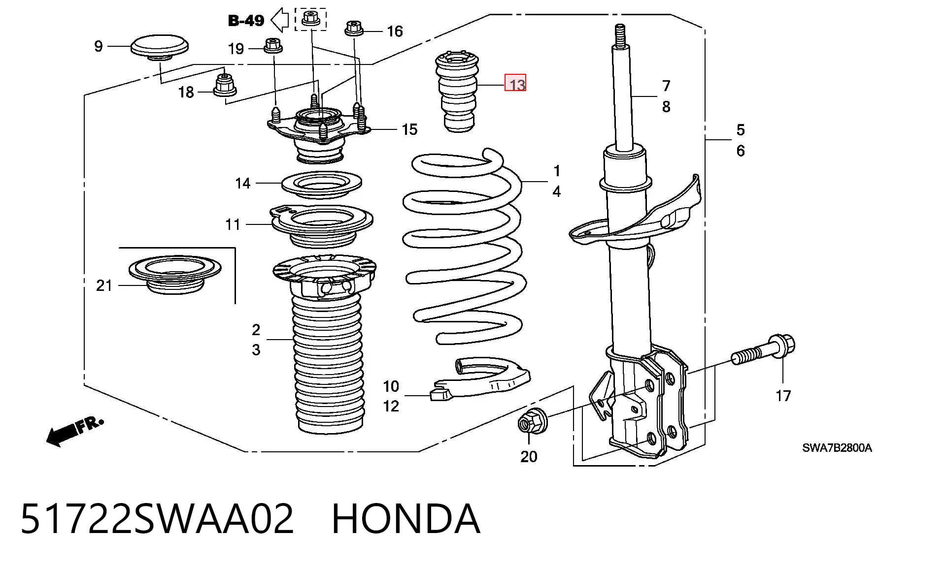51722SWAA02 Honda Odbój amortyzatora przedniego