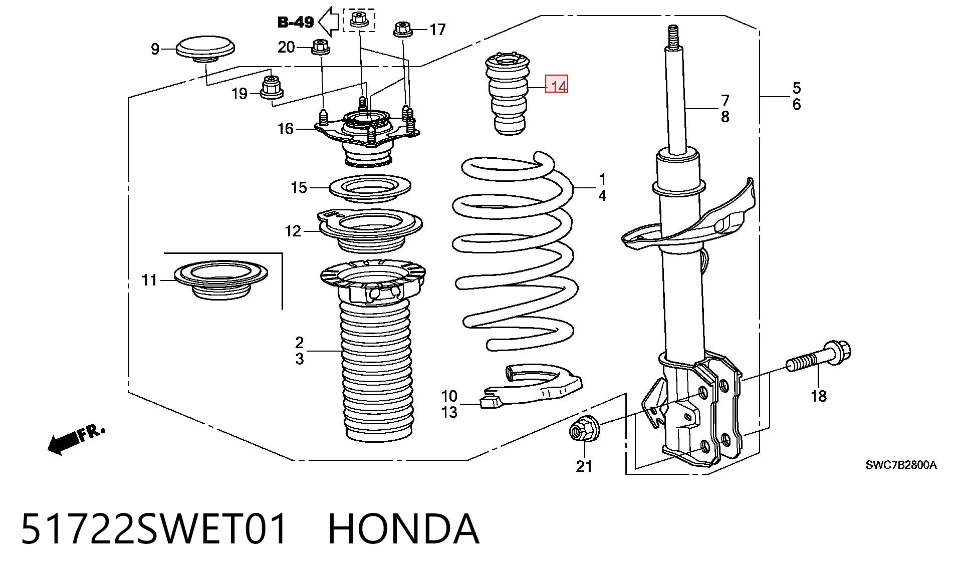 51722SWET01 Honda Odbój amortyzatora przedniego