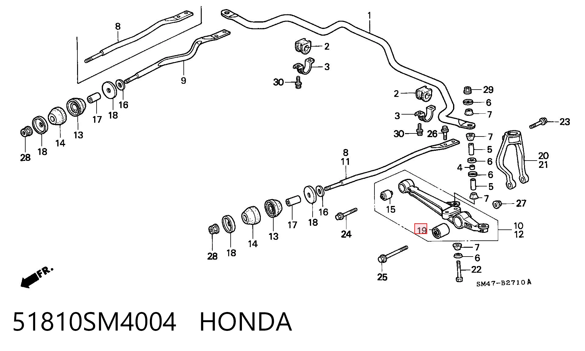 51810SM4004 Honda Silentblock przedniego wahacza dolnego