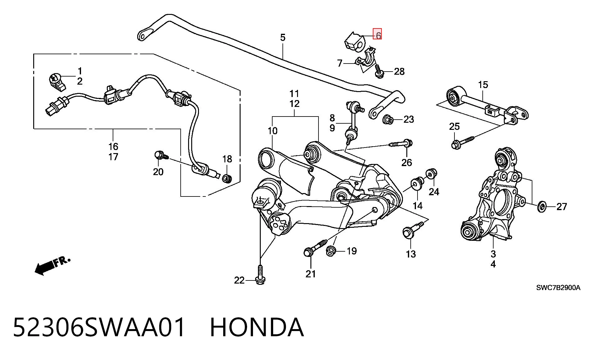 52306SWAA01 Honda Tuleja stabilizatora tylnego