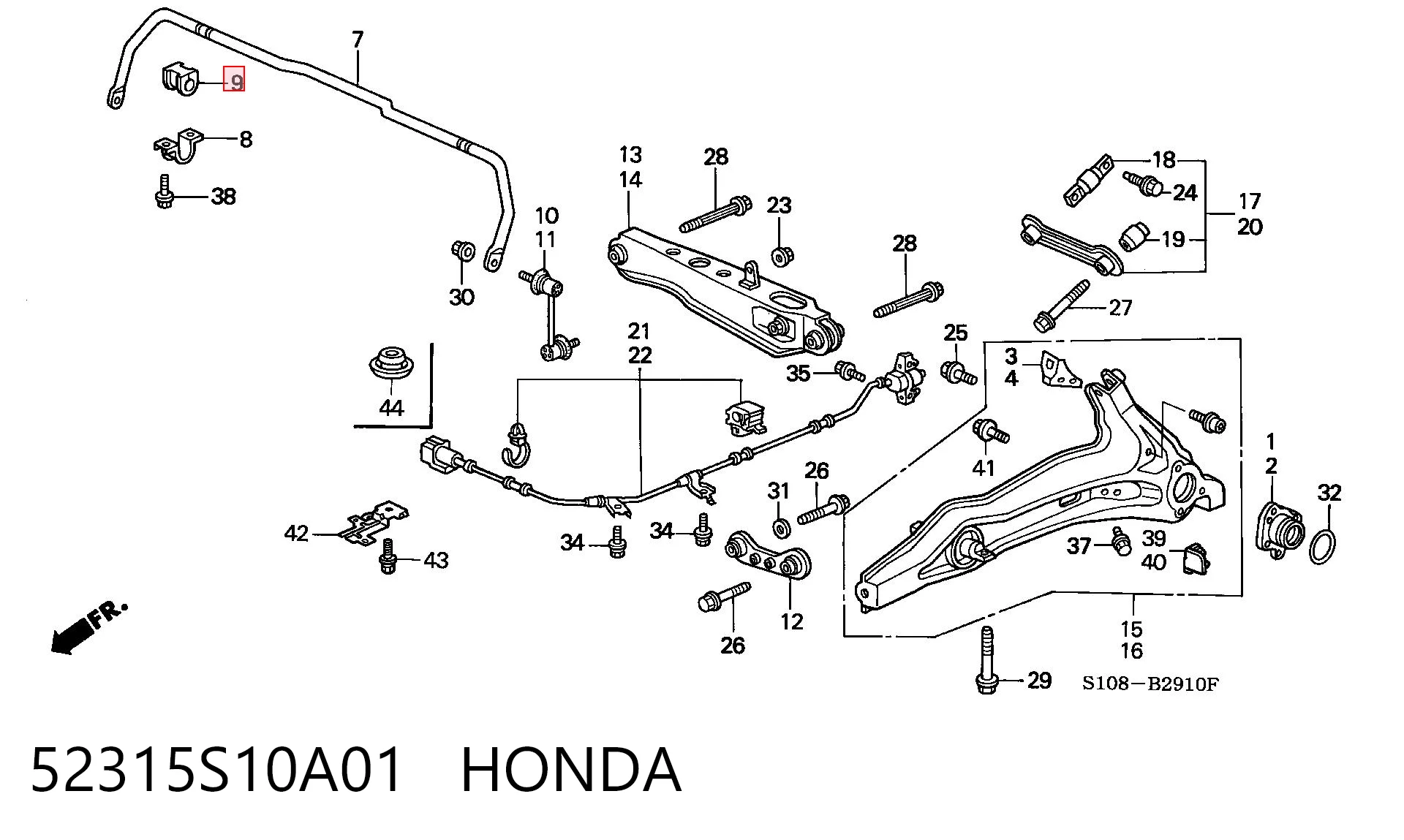 52315S10A01 Honda Tuleja stabilizatora tylnego