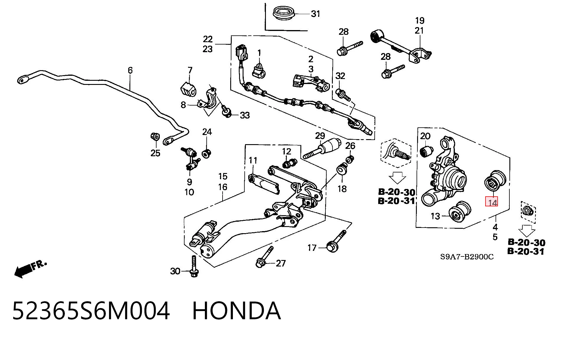 52365S6M004 Honda Silentblock czopu tylnego