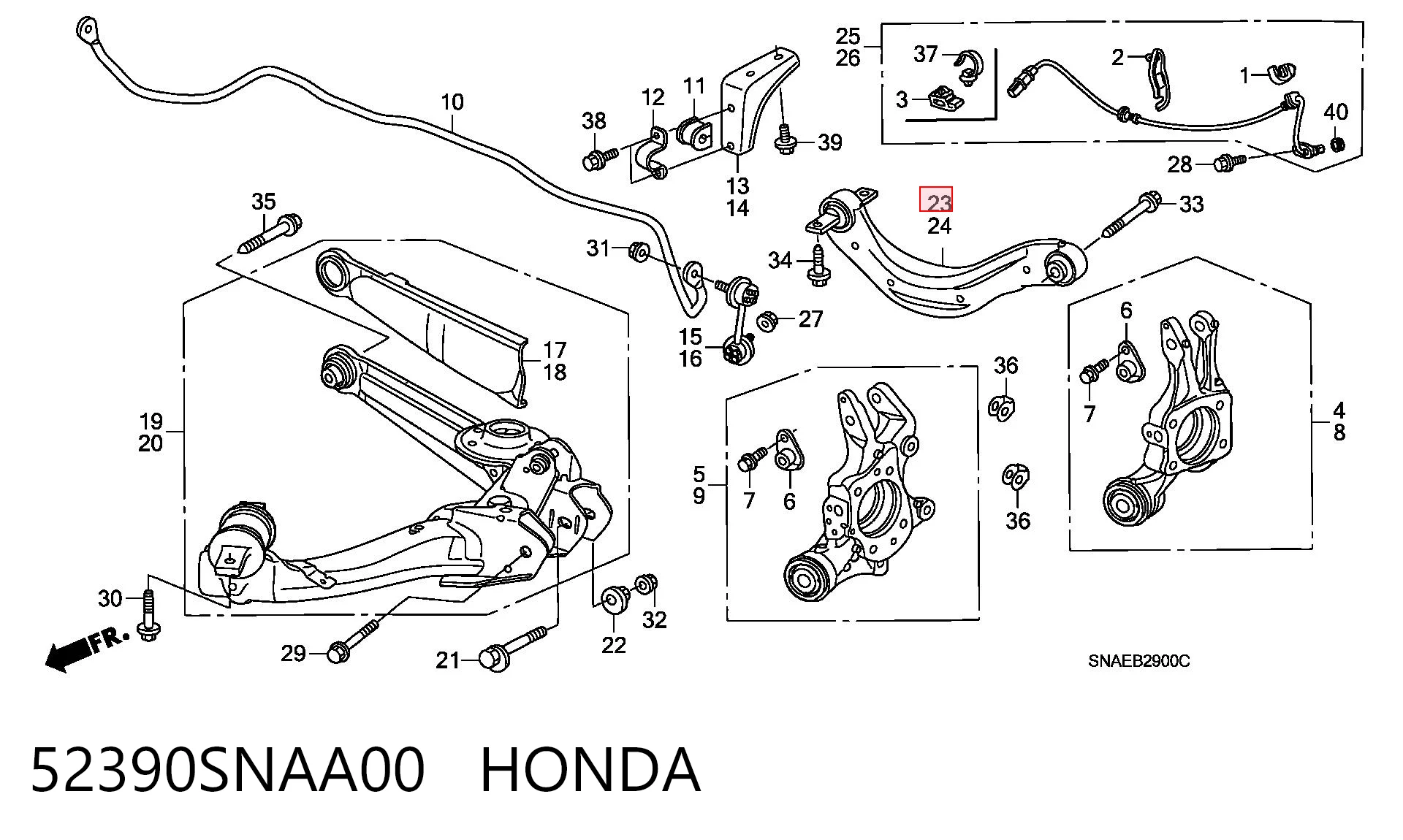 52390SNAA00 Honda Wahacz  zawieszenia tylnego górny prawy