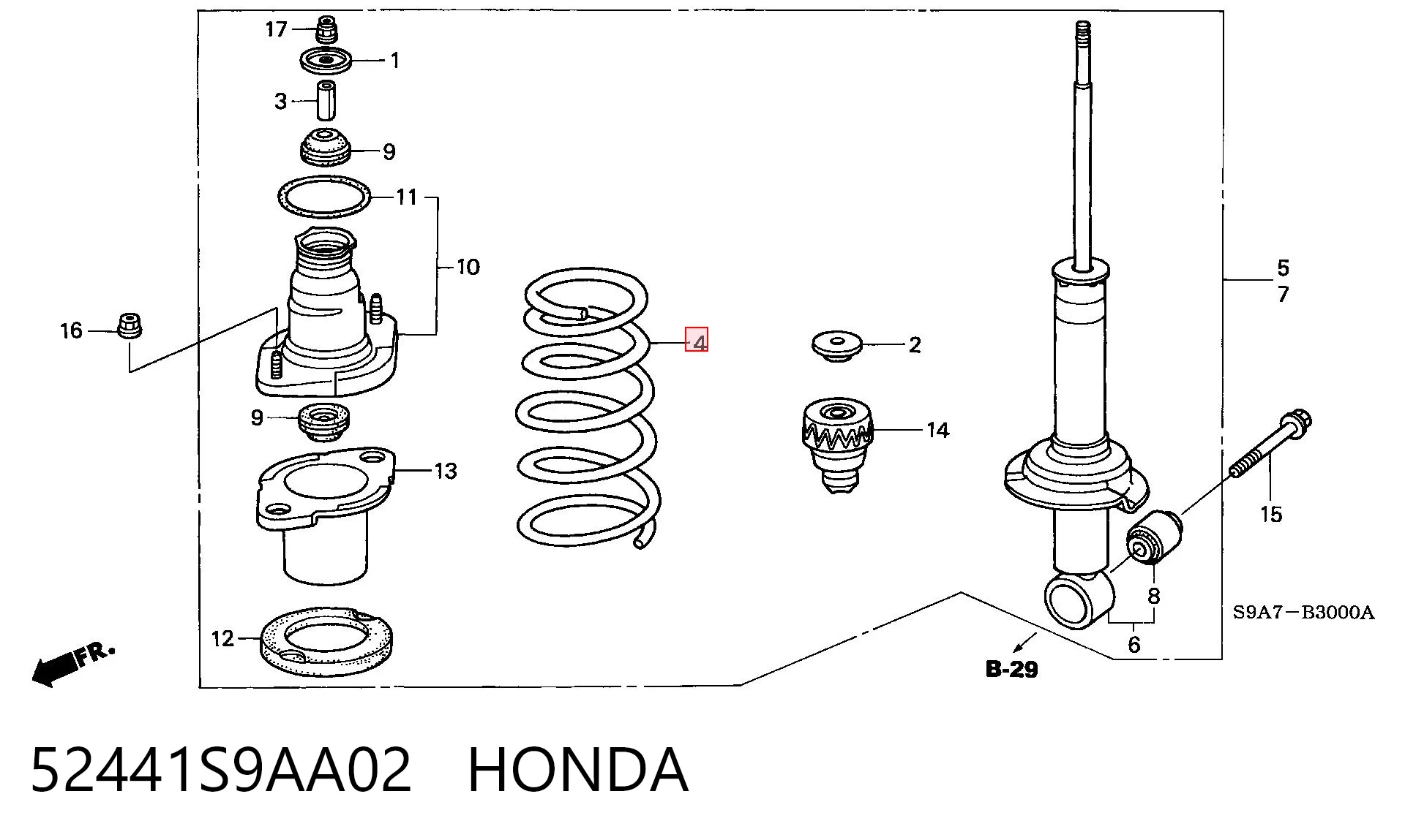 52441S9AA02 Honda Sprężyna tylna
