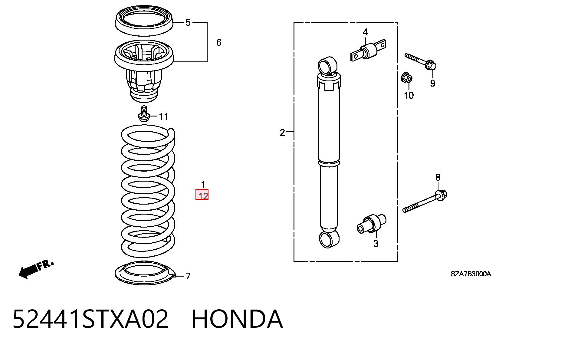 52441STXA02 Honda Sprężyna tylna