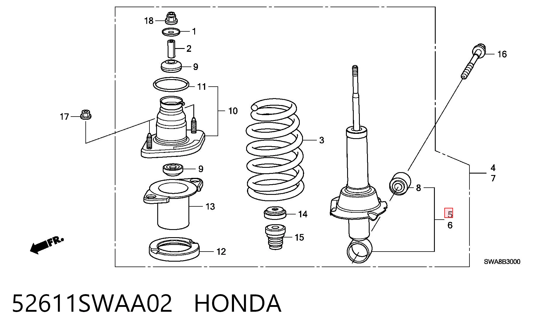 52611SWAA02 Honda Amortyzator tylny