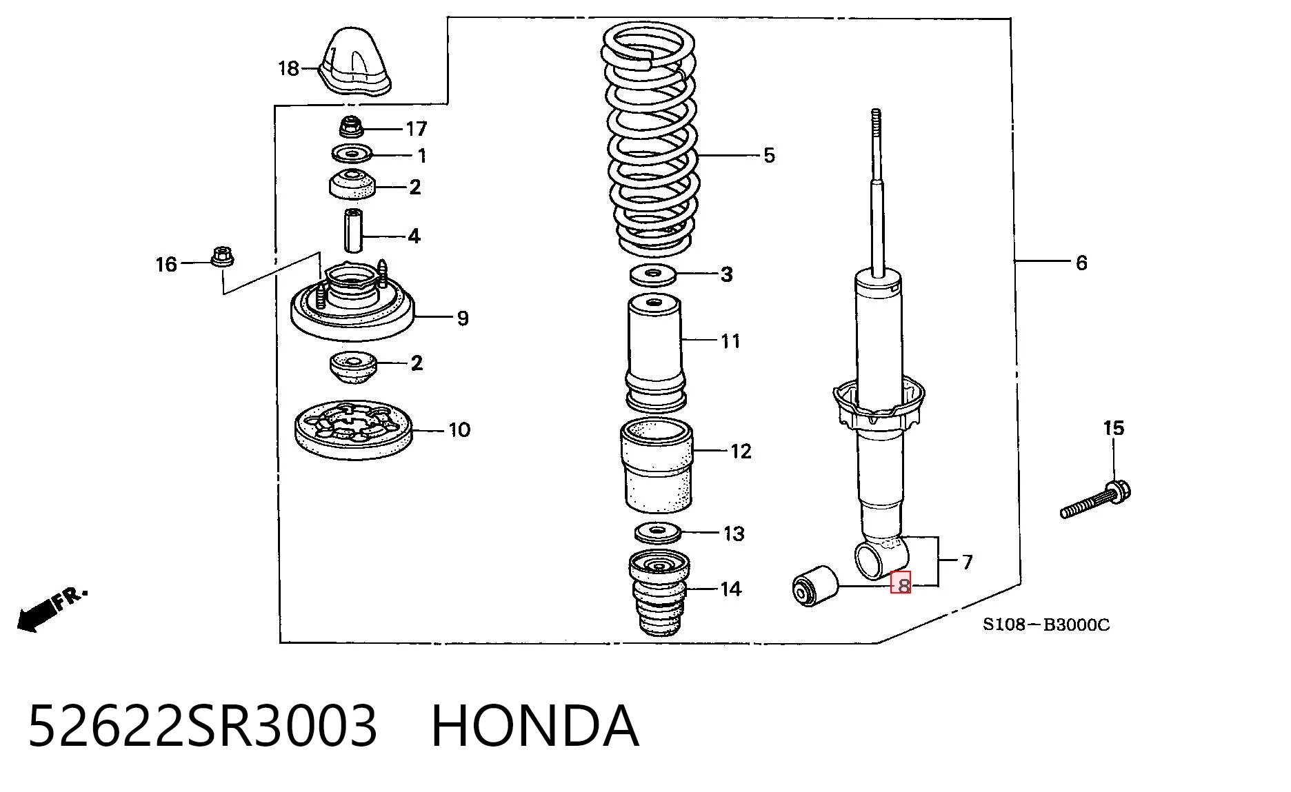 Silentblock amortyzatora tylnego Honda Civic V