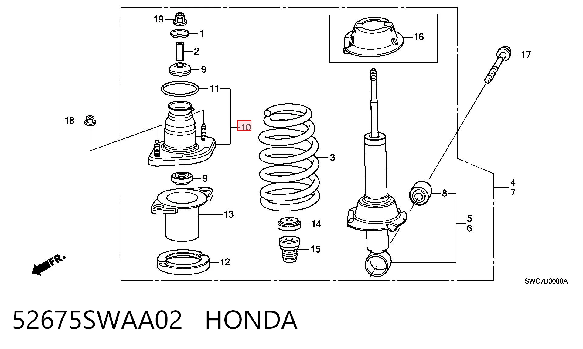 52675SWAA02 Honda Poduszka amortyzatora tylnego