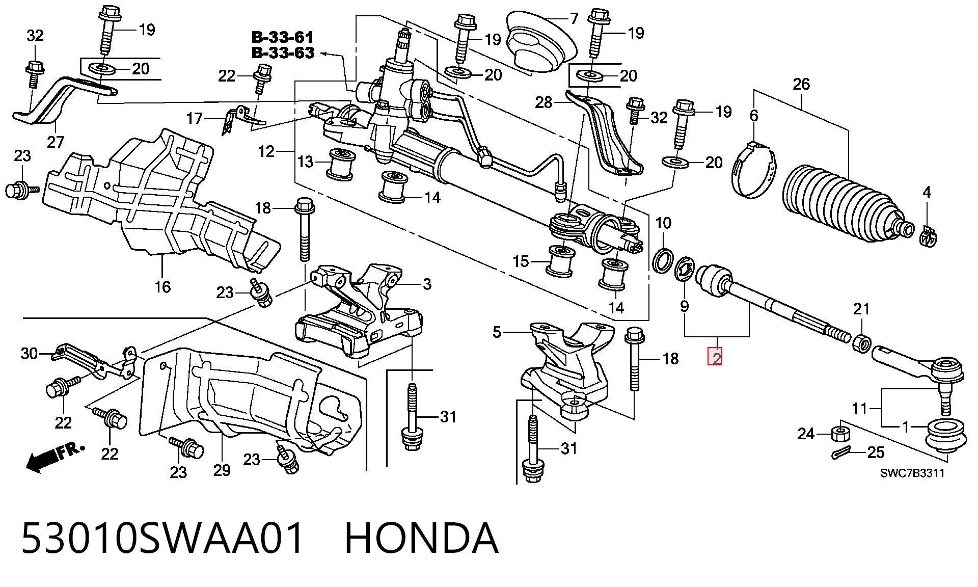 53010SWAA01 Honda Drążek kierowniczy