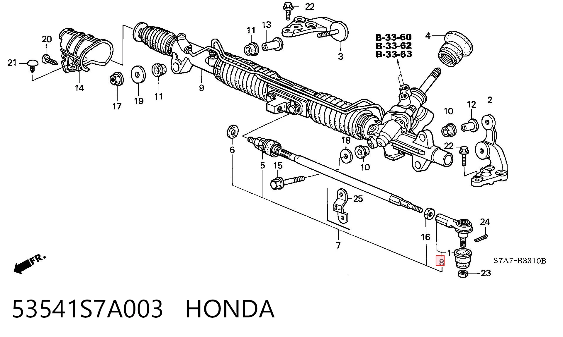 53541S7A003 Honda Końcówka drążka kierowniczego zewnętrzna