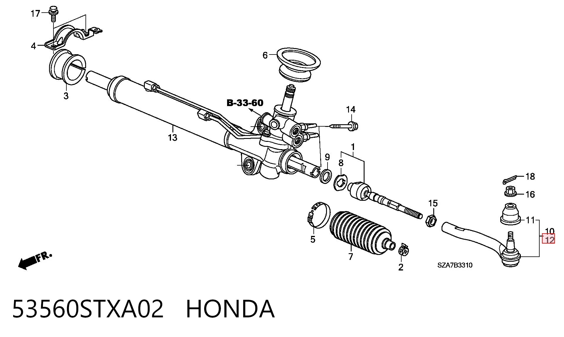 Końcówka drążka kierowniczego zewnętrzna Honda Pilot II SUV (2009 - 2015) cena, od 21,61 USD
