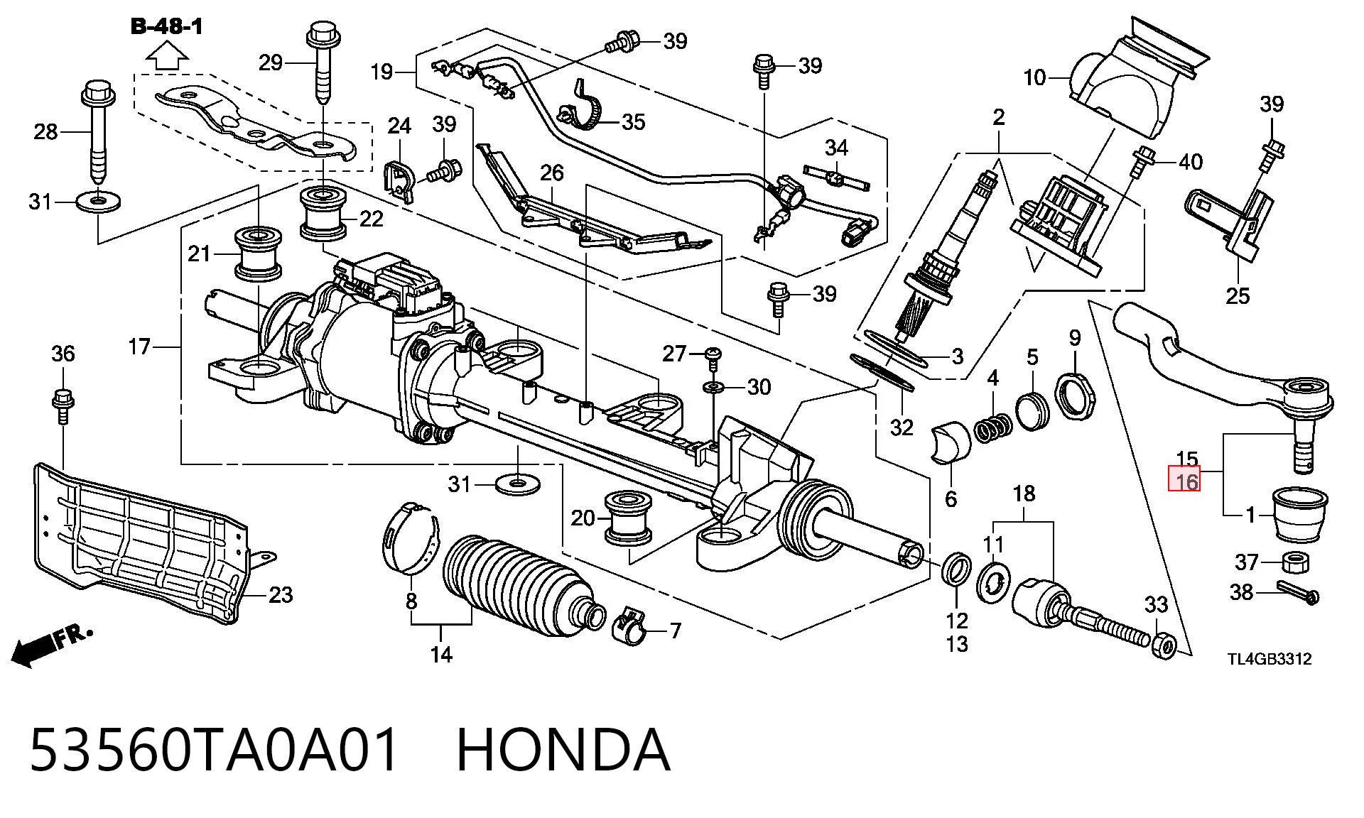 53560TA0A01 Honda Końcówka drążka kierowniczego zewnętrzna