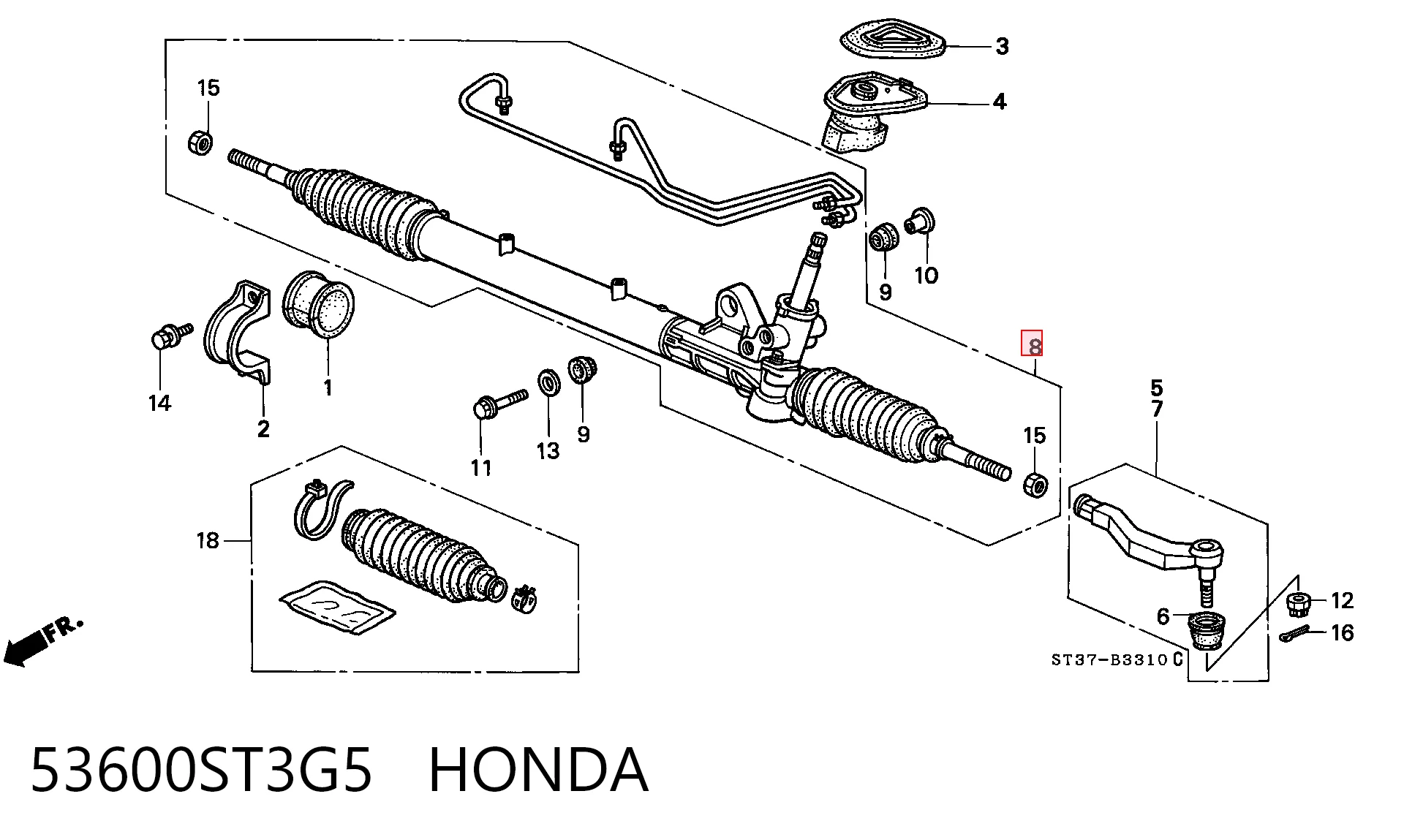 Listwa kierownicza (maglownica) do Honda Civic VI MA,MB