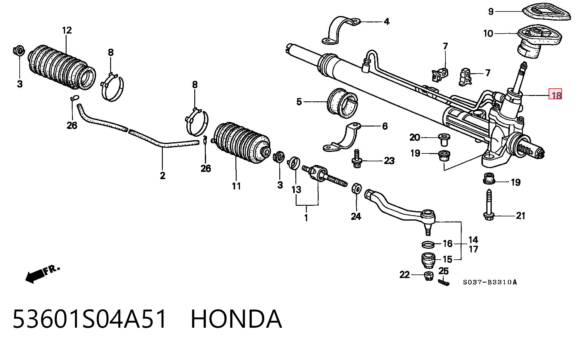 Do koszyka Listwa kierownicza (maglownica) Honda Civic VI EJ9, EK3/4
