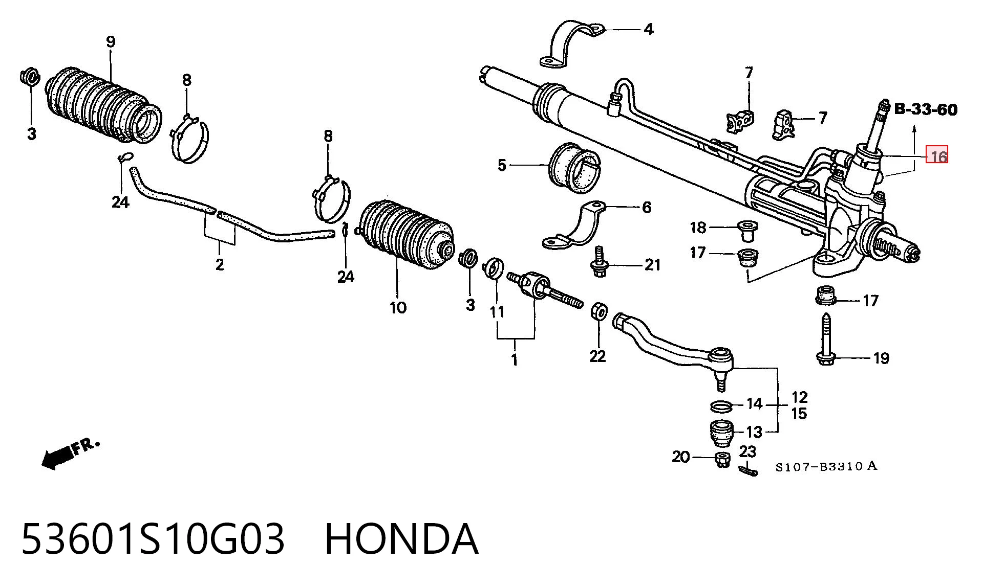 Listwa kierownicza (maglownica) Honda CR-V I SUV (RD) (1995 - 2002) cena, od 272,20 USD