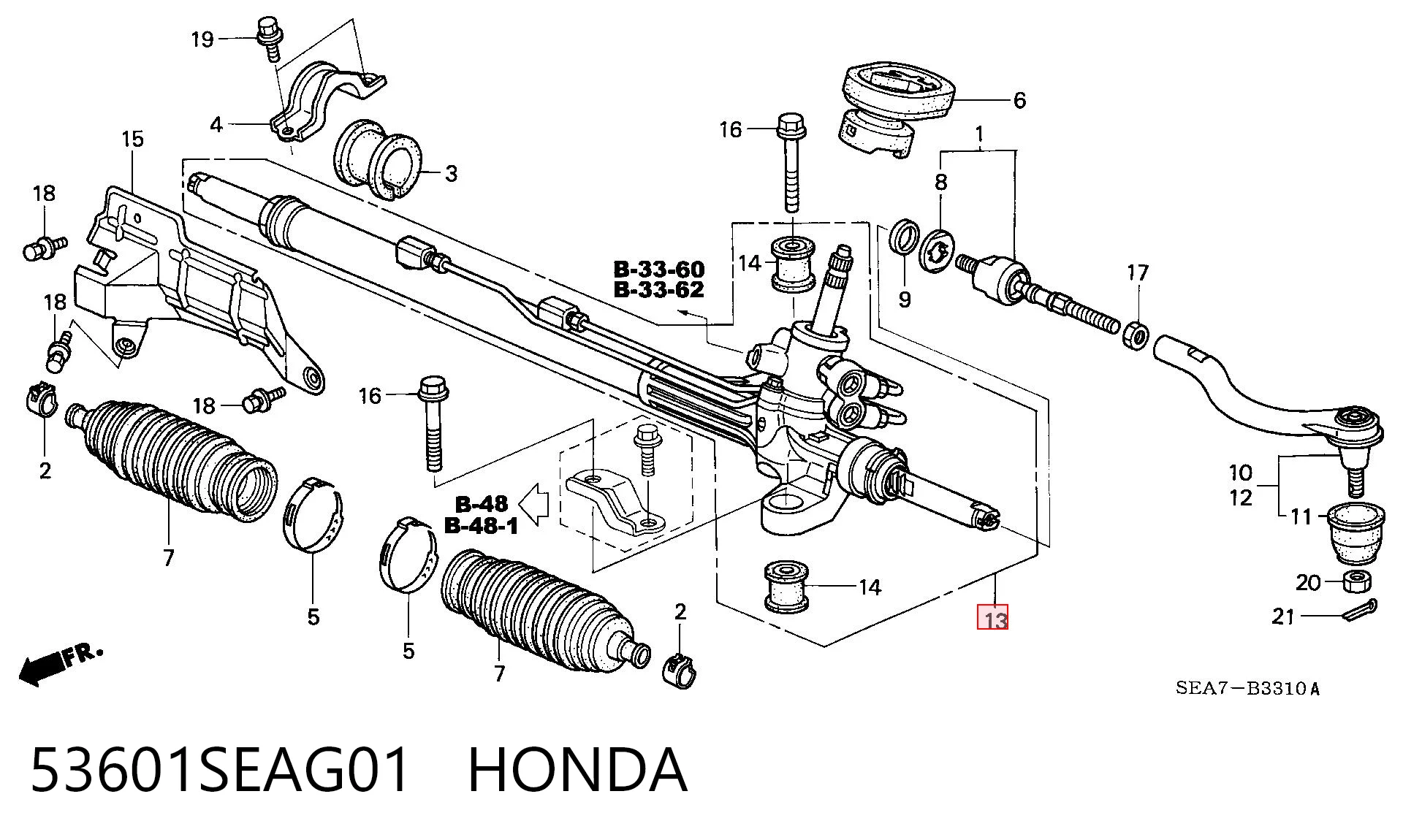 53601SEAG01 Honda Listwa kierownicza (maglownica)