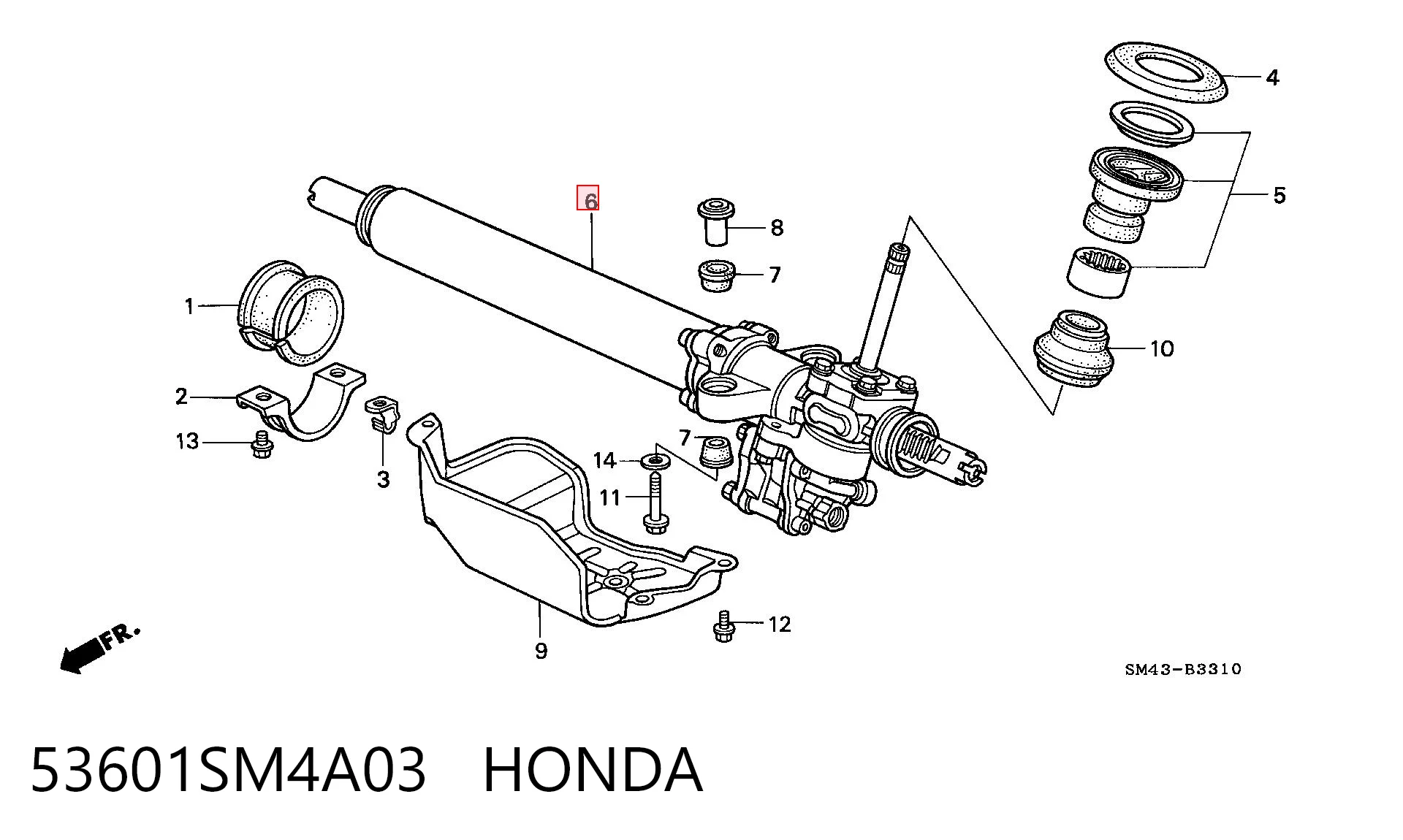 53601SM4A03 Honda Listwa kierownicza (maglownica)