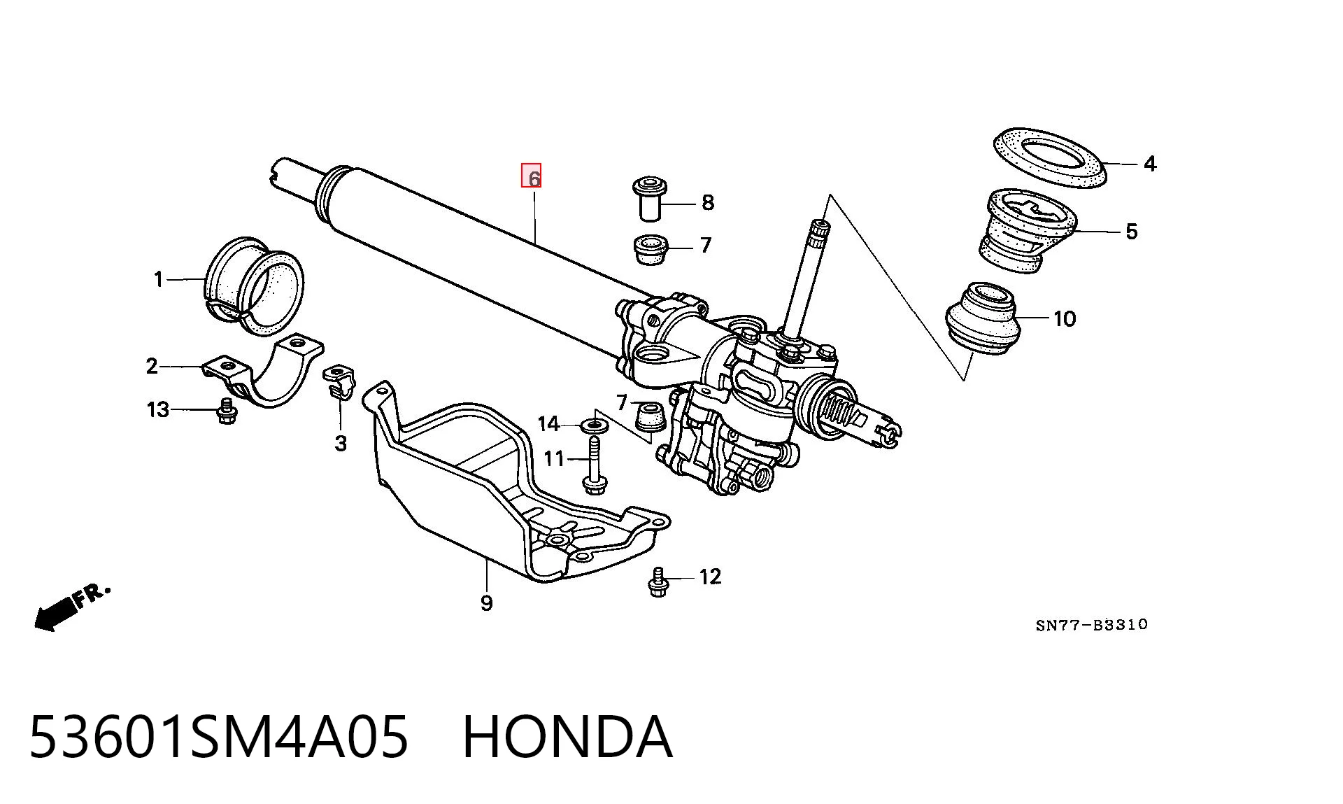 53601SM4A05 Honda Listwa kierownicza (maglownica)