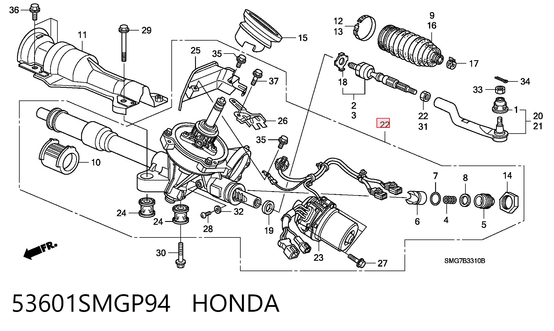 Listwa kierownicza (maglownica) do Honda Civic VIII FK, FN
