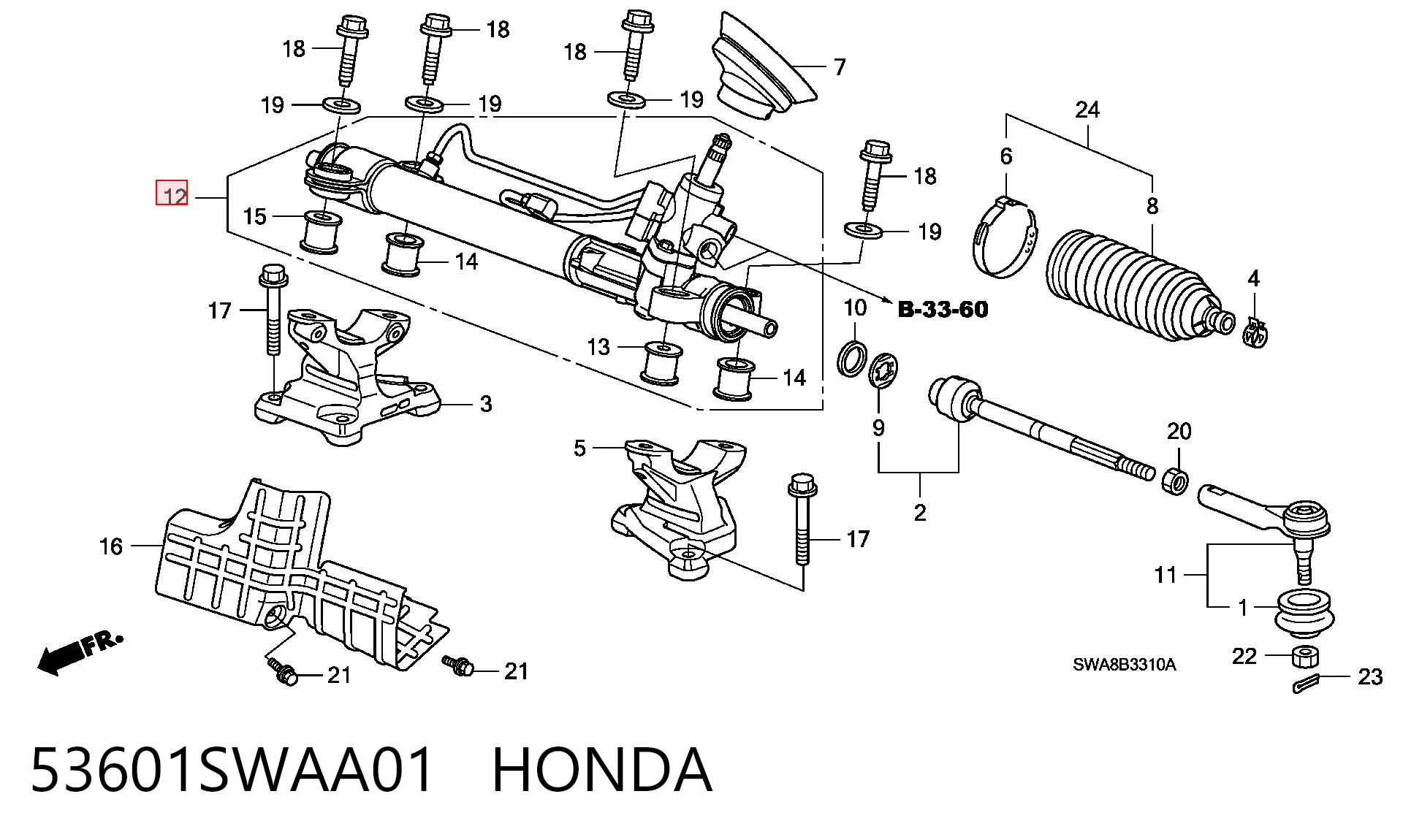 Listwa kierownicza (maglownica) Honda CR-V III SUV (RE) (2006 - 2011) cena, od 346,72 USD