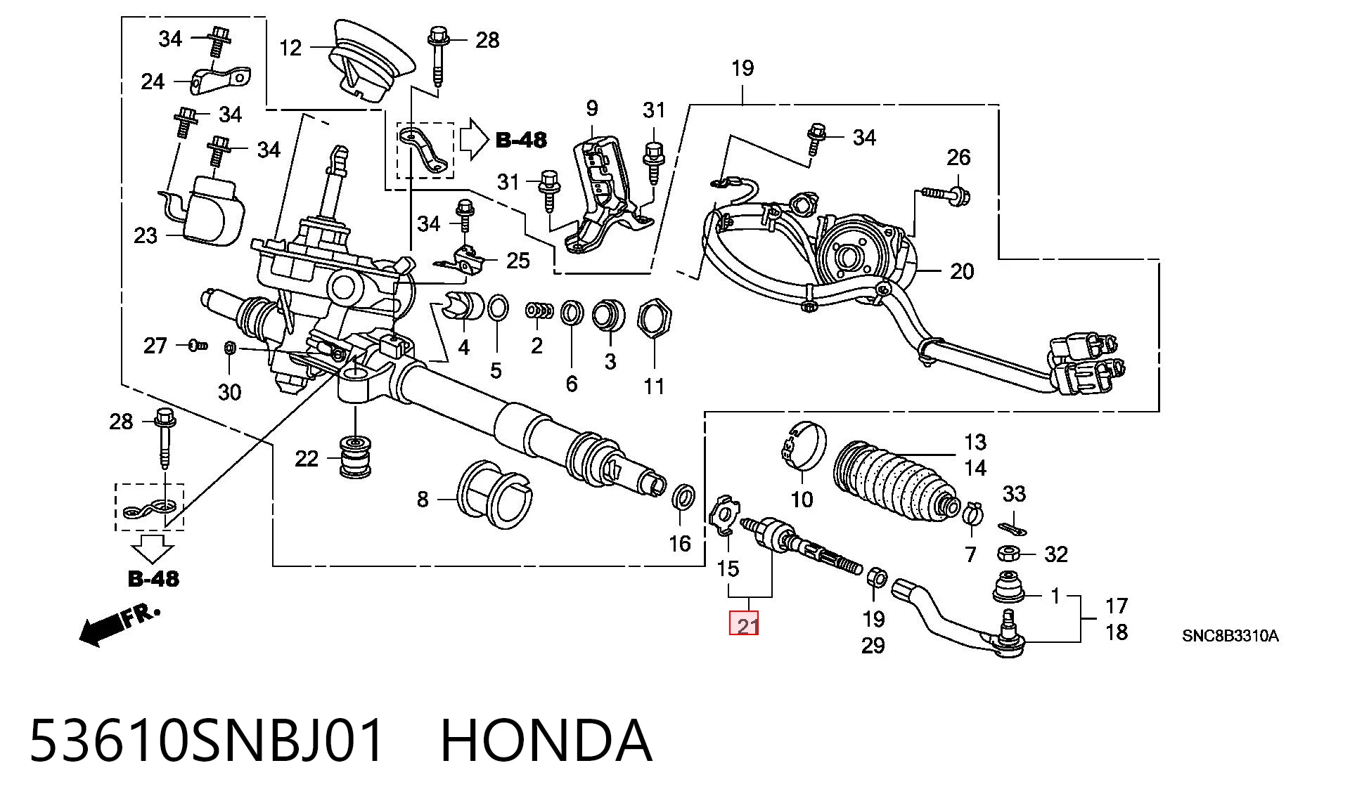 53610SNBJ01 Honda Drążek kierowniczy