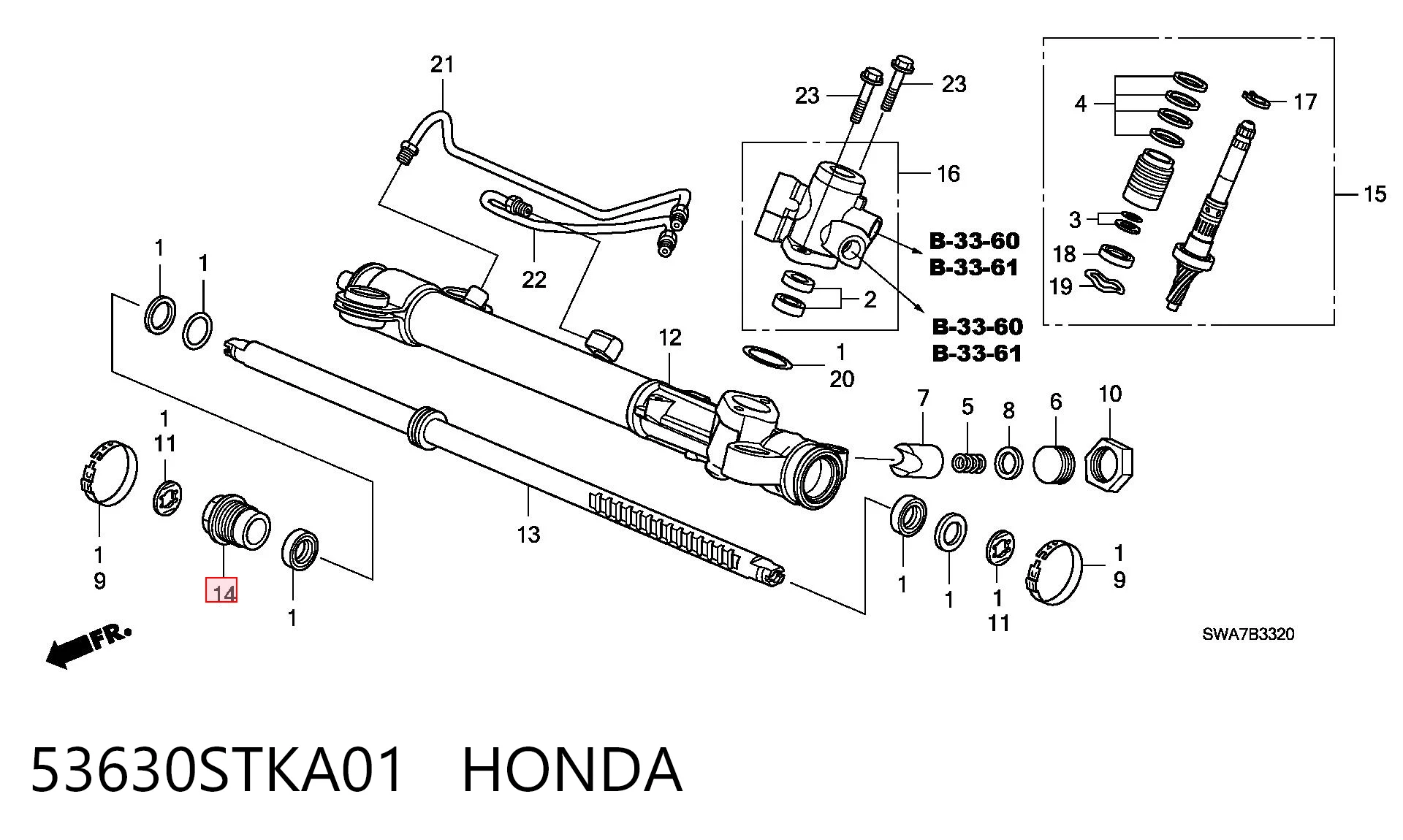 53630STKA01 Honda Nakrętka zabezpieczająca maglownicę