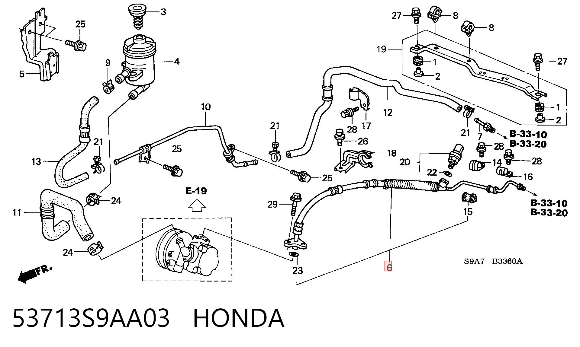 Przewód hydraulicznego układu wspomagania wysokiego ciśnienia, od pompy do maglownicy (mechanizmu) do Honda CR-V II RD