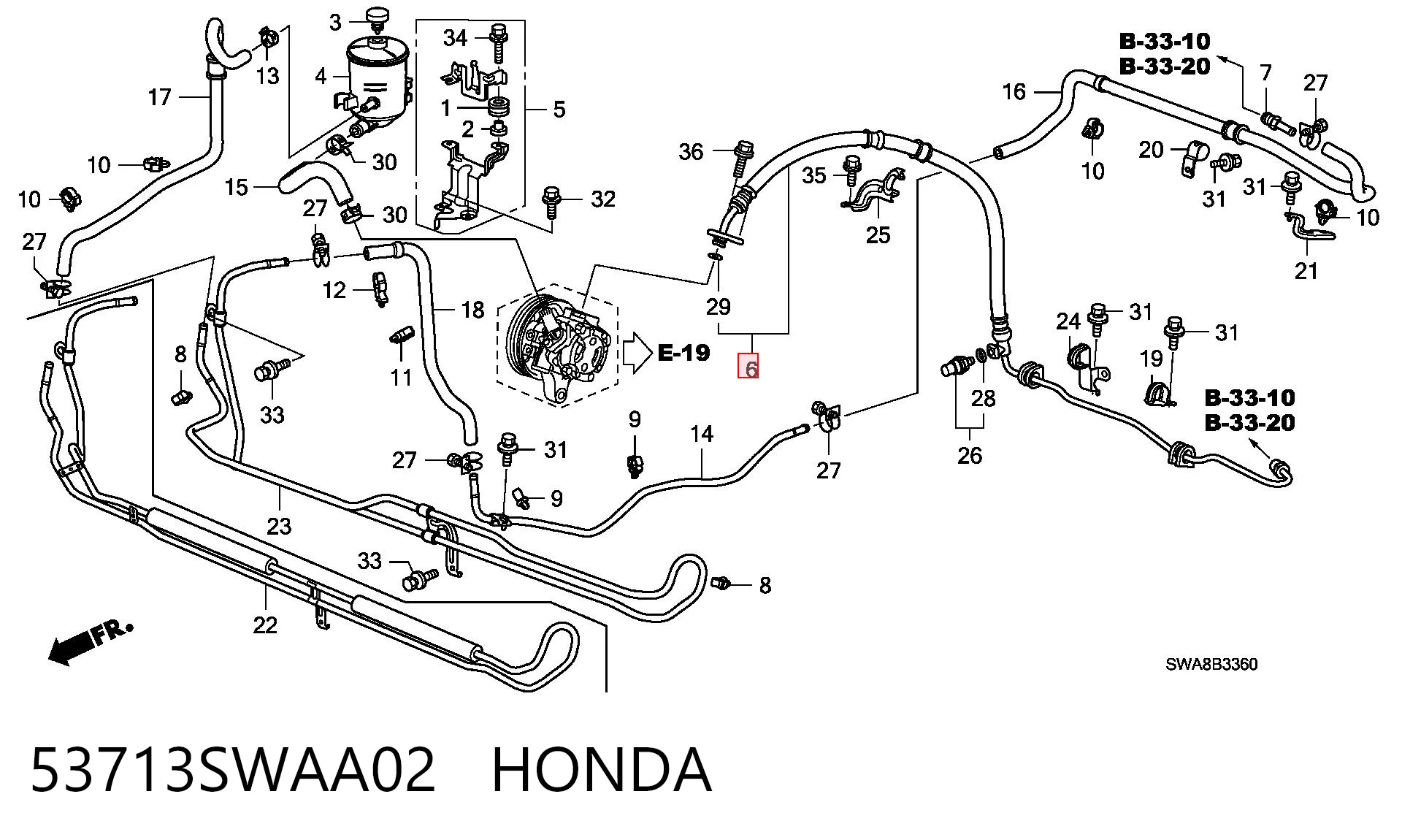 Przewód hydraulicznego układu wspomagania wysokiego ciśnienia, od pompy do maglownicy (mechanizmu) do Honda CR-V III RE