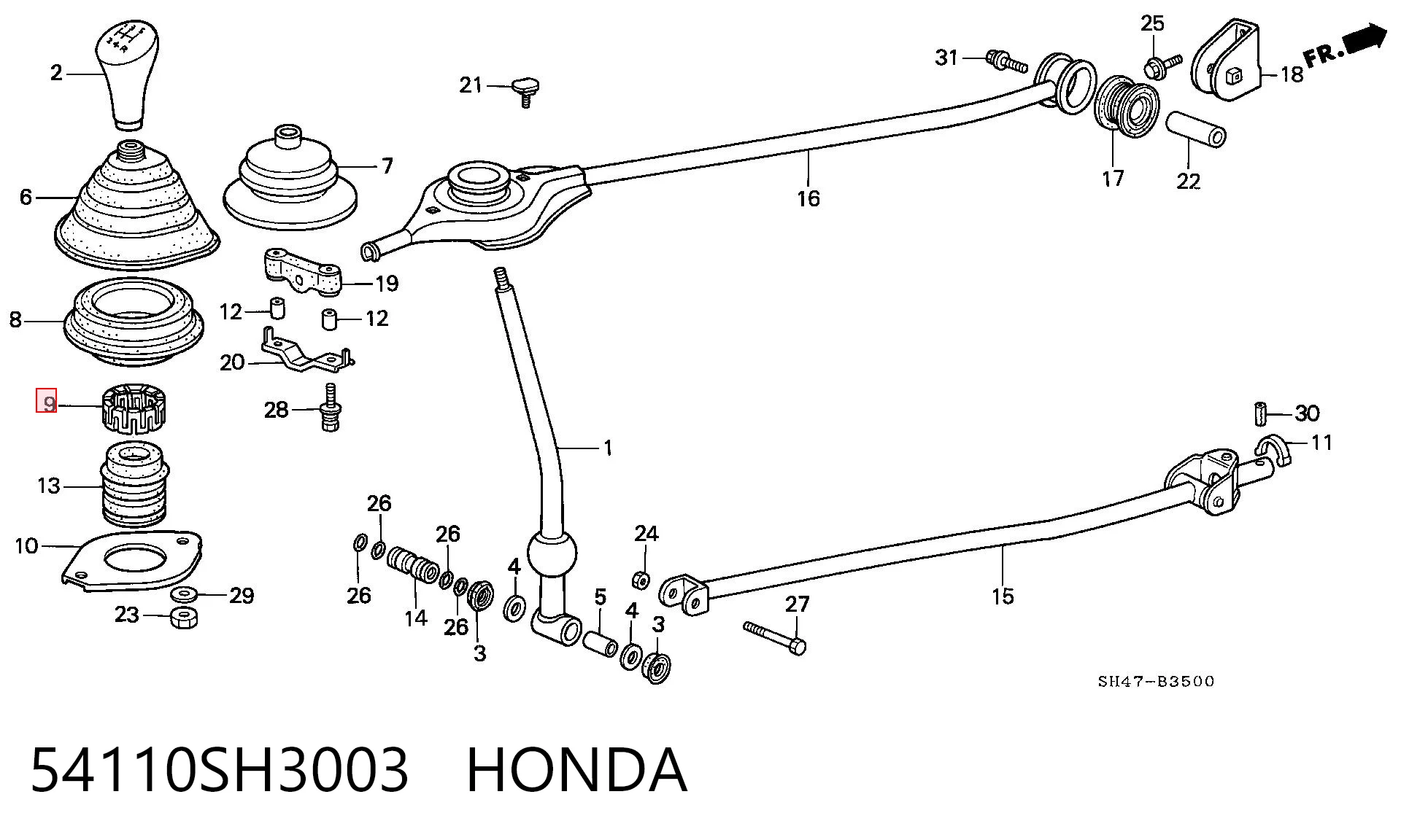 54110SH3003 Honda Tuleja mechanizmu zmiany biegów