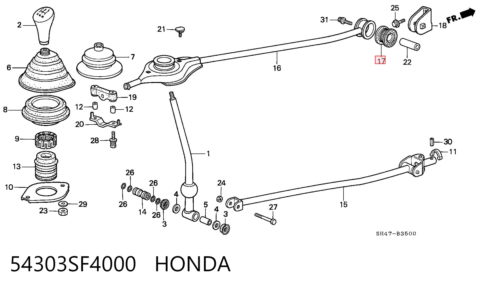 Kupić Tuleja mechanizmu zmiany biegów Honda Civic VII EU, EP, EV w dobrej cenie