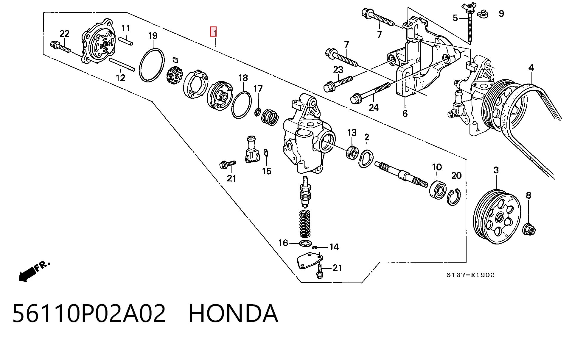 Do koszyka Pompa wspomagania hydraulicznego kierownicy Honda Civic V EG, EH