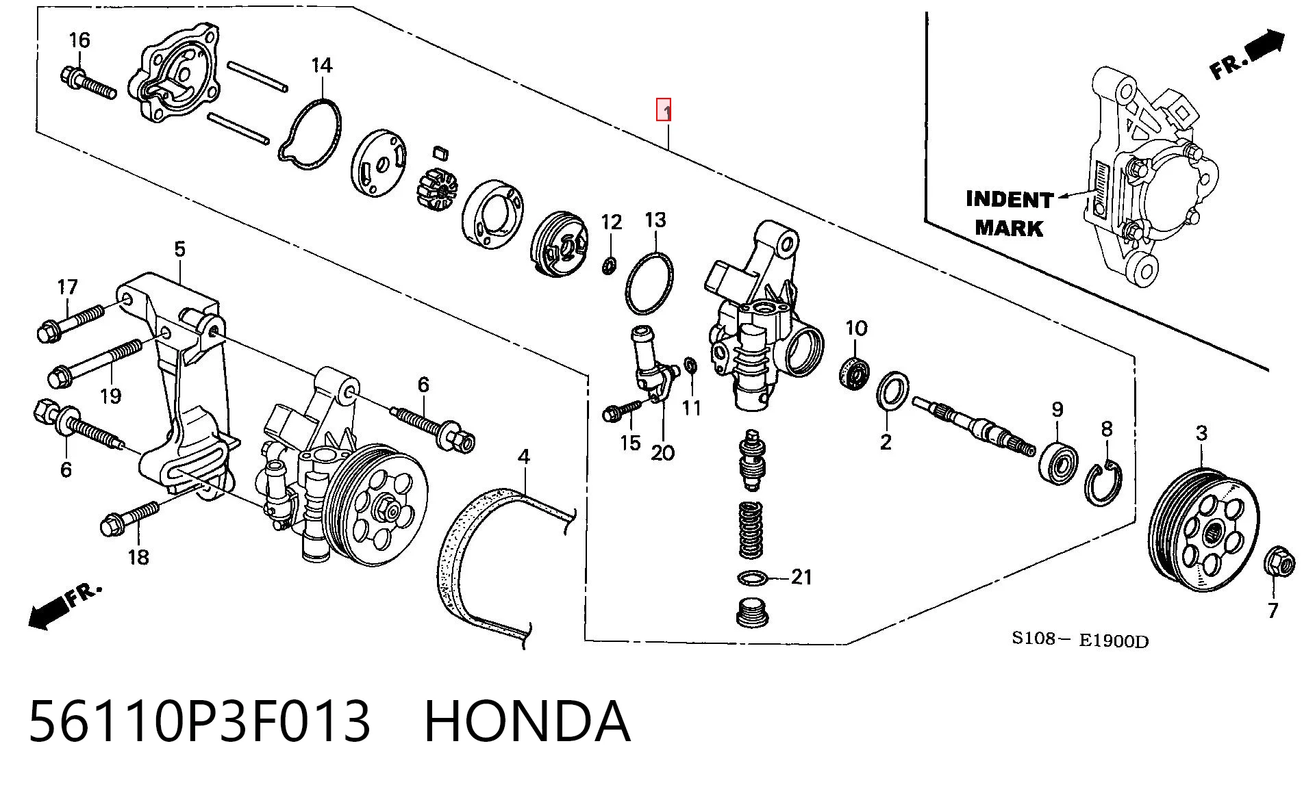 Pompa wspomagania hydraulicznego kierownicy do Honda Civic VI EJ9, EK3/4