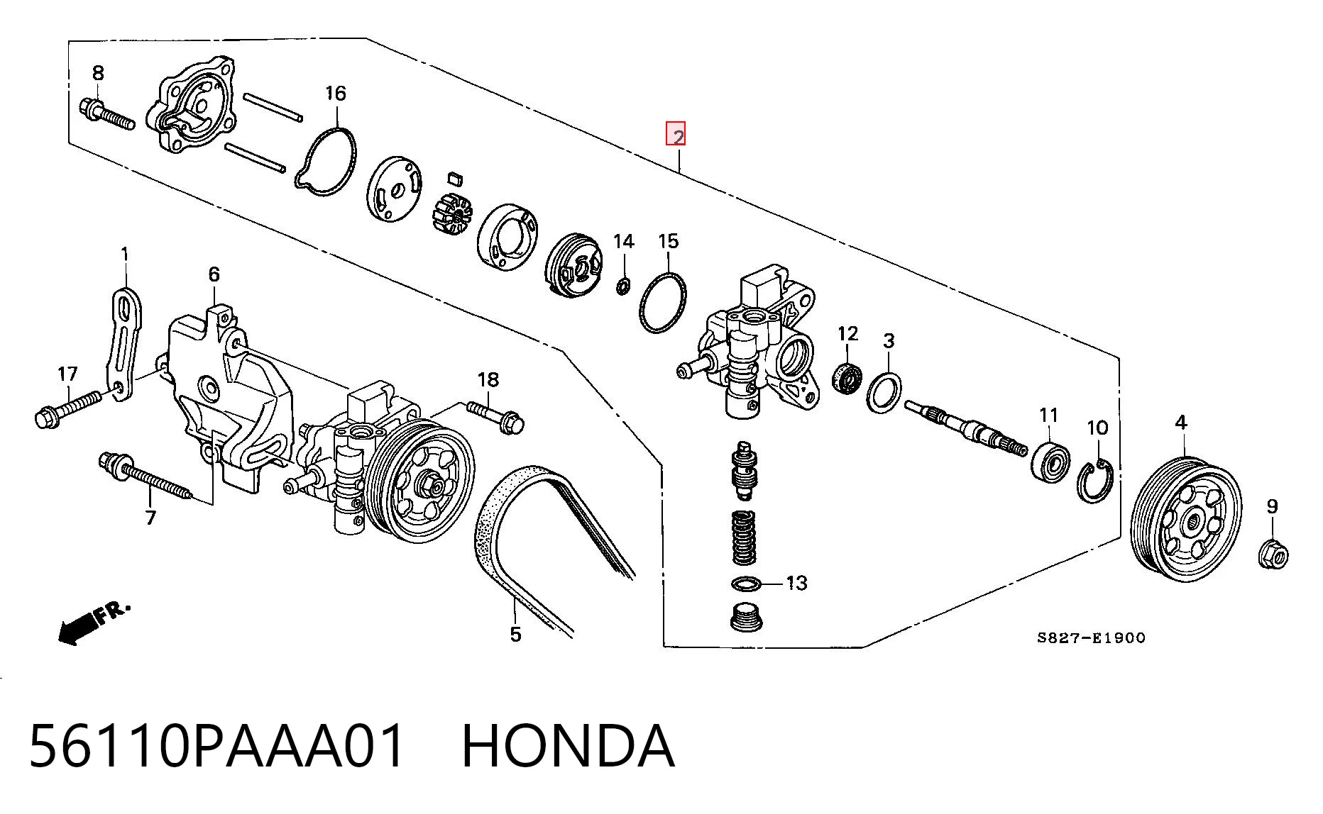 56110PAAA01 Honda Pompa wspomagania hydraulicznego kierownicy