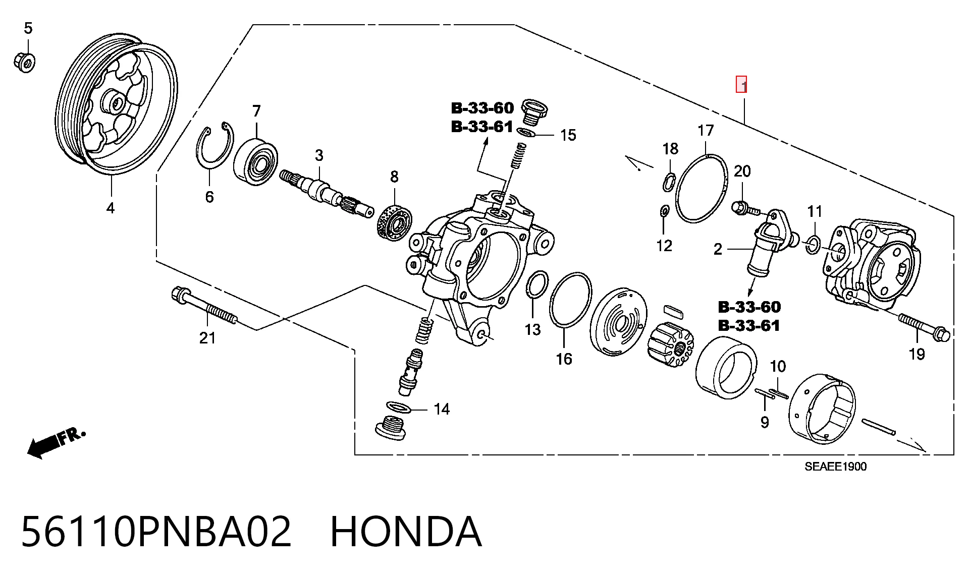 56110PNBA02 Honda Pompa wspomagania hydraulicznego kierownicy