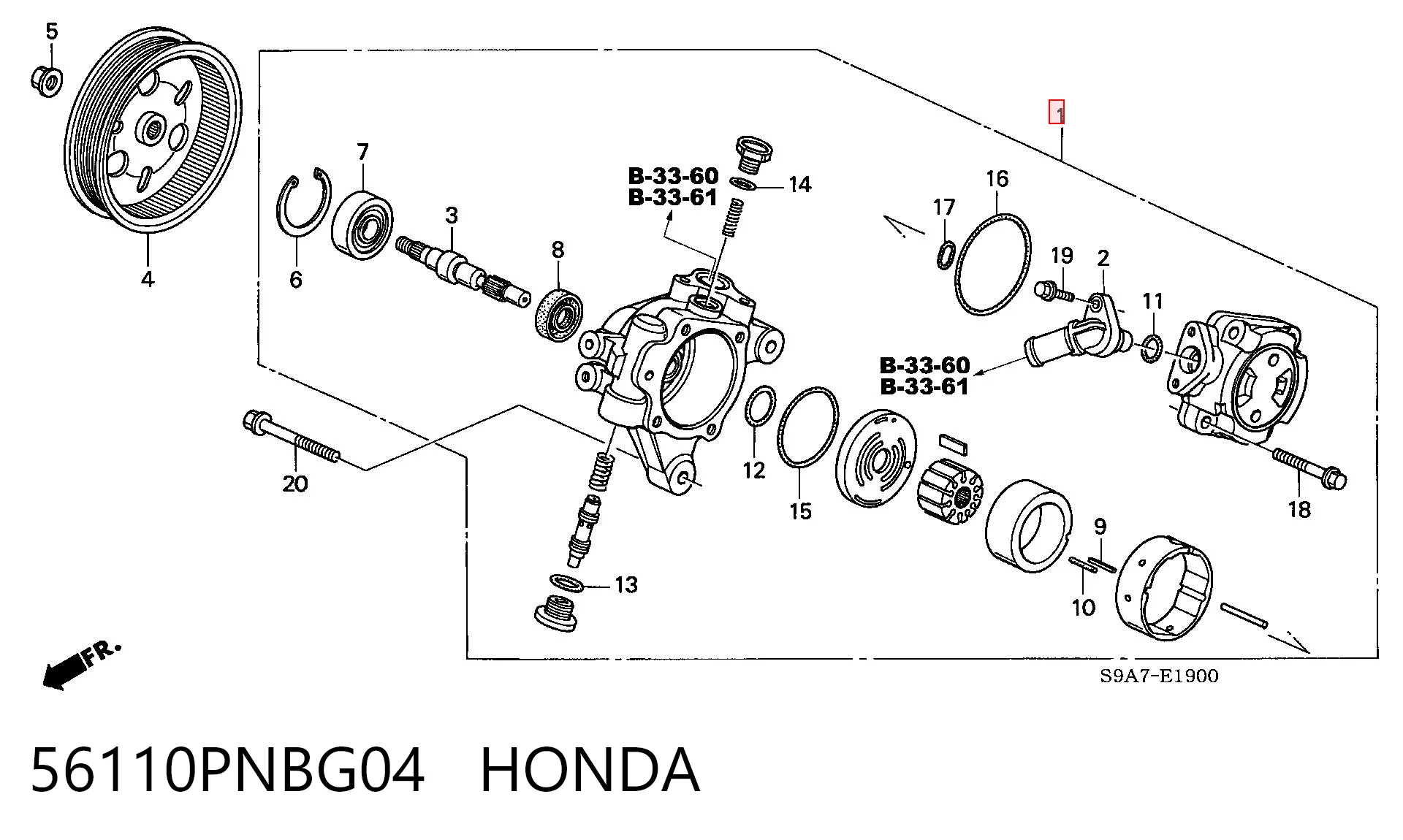 56110PNBG04 Honda Pompa wspomagania hydraulicznego kierownicy