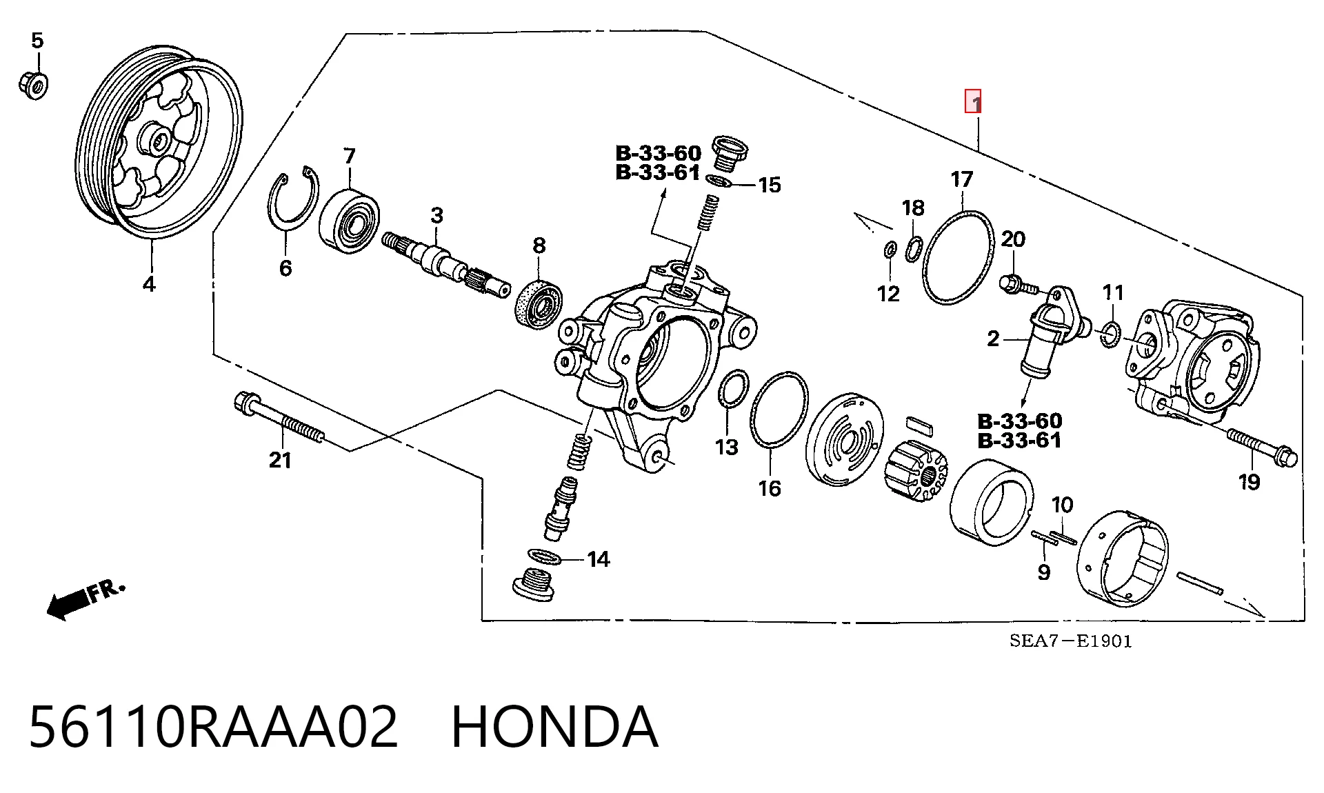 56110RAAA02 Honda Pompa wspomagania hydraulicznego kierownicy